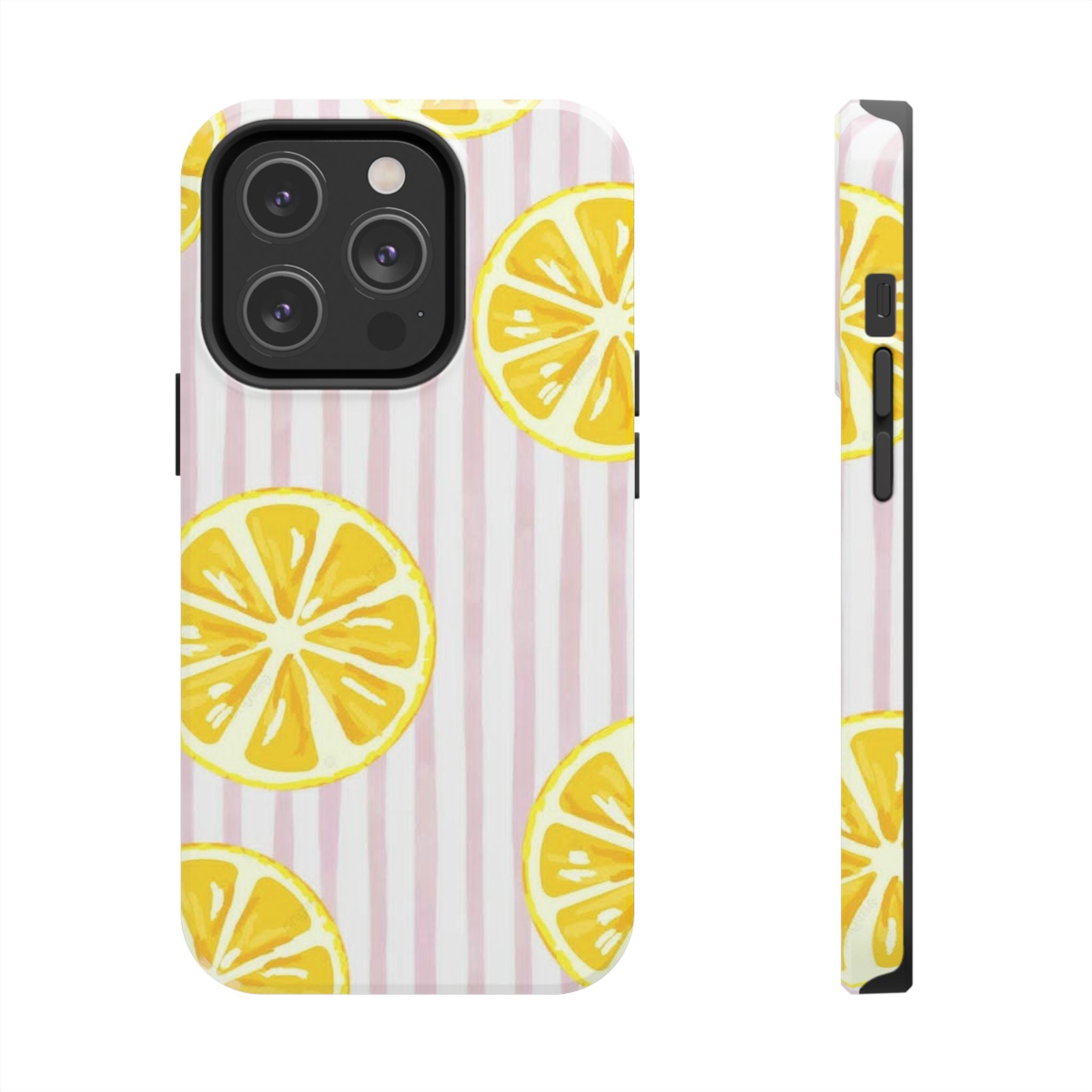 Lemon Slice Tough Phone Case — Pink Stripe Summer Protective Cover