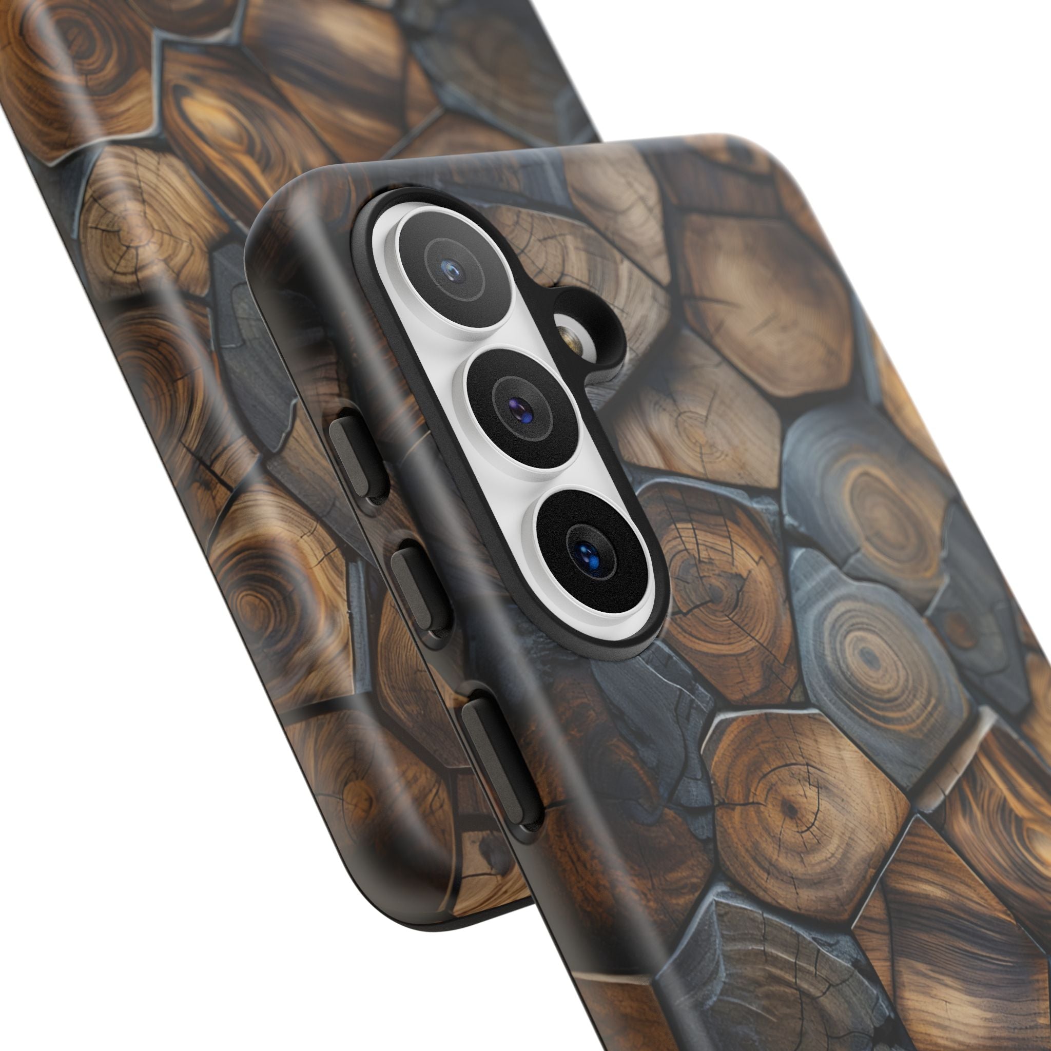 Wood Grain Hex Phone Case — Rustic Geometric iPhone Protection