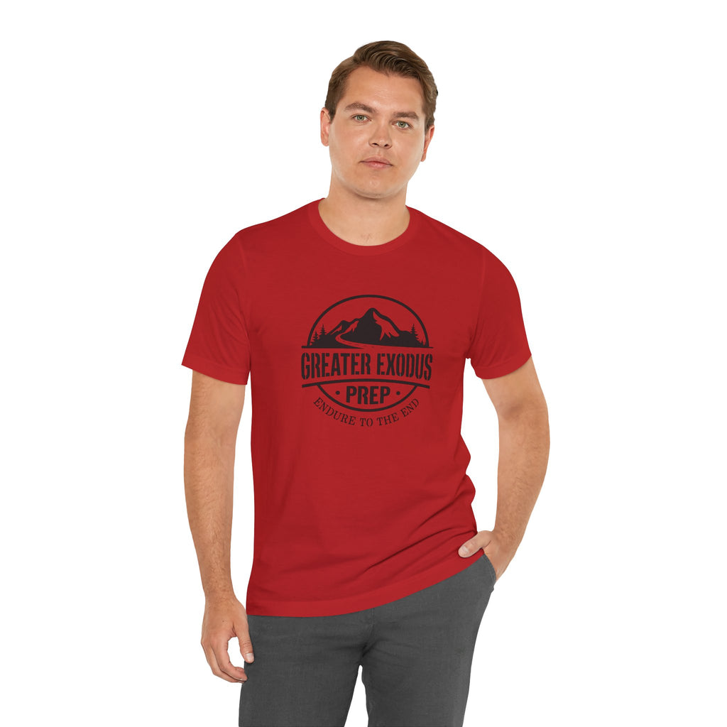 Greater Exodus Prep T-Shirt — Mountain Logo “Endure to the End” Adventure Tee