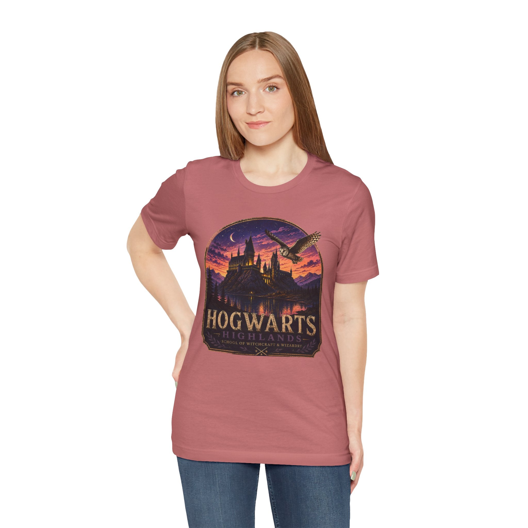 Hogwarts Highlands Graphic Tee — Sunset Castle Illustration T‑Shirt