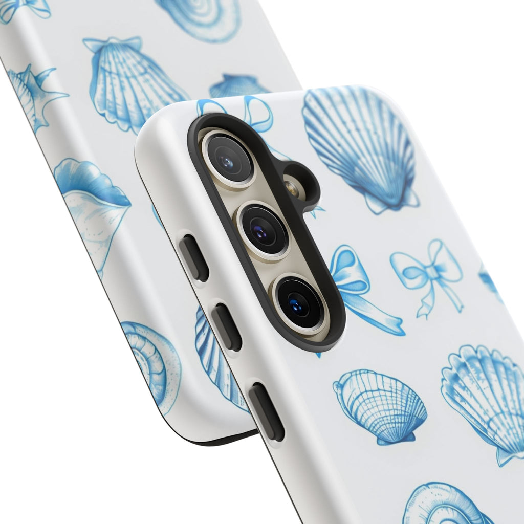 Seaside Shells Phone Case — Blue Nautical Shell & Starfish Pattern