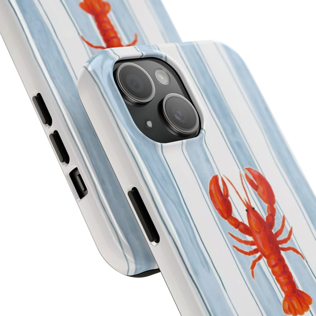 Lobster Stripe Tough Phone Case — Coastal Nautical Protective Cover