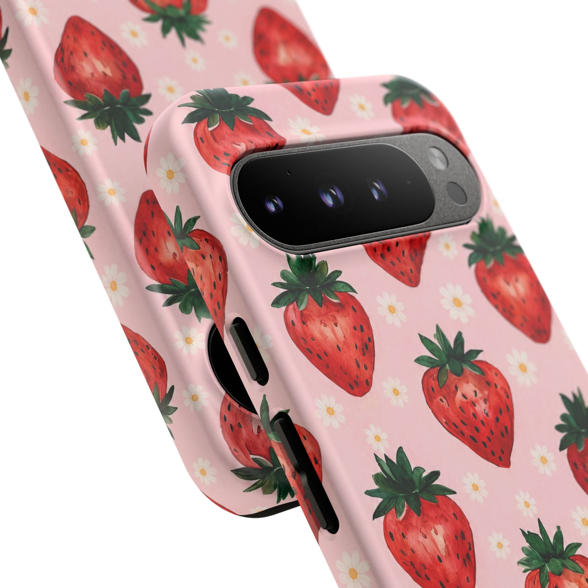 Strawberry Pattern Tough Case — Cute Pink Fruit Phone Case