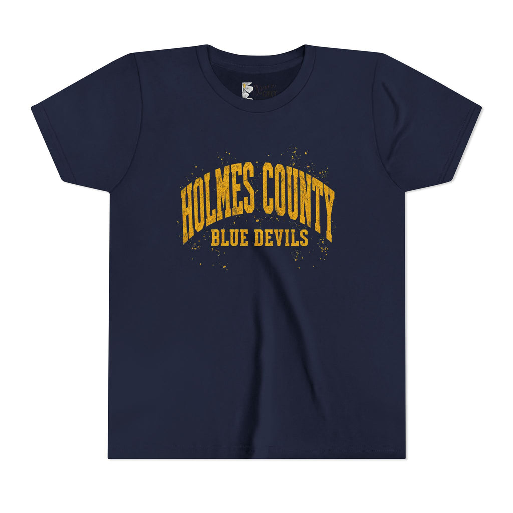 Holmes County Blue Devils Youth Tee — Vintage School Spirit Short Sleeve