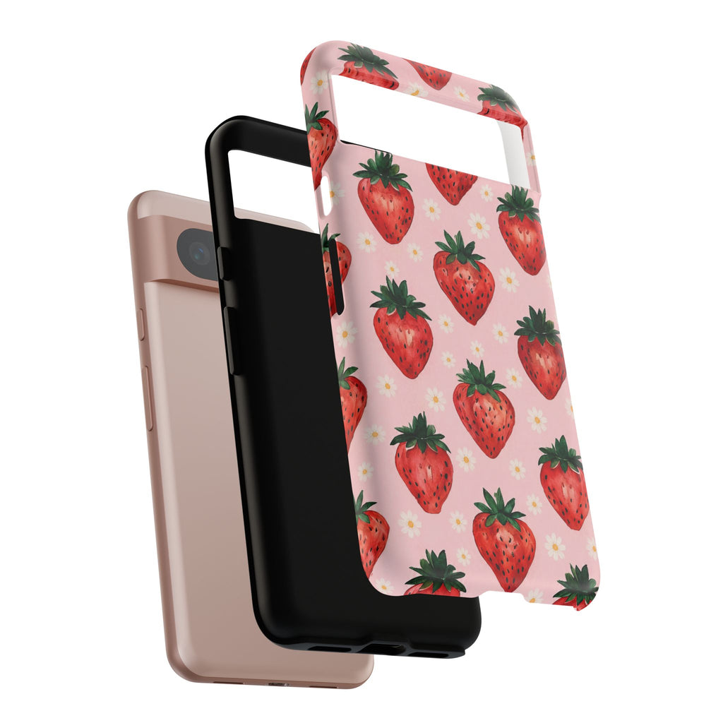 Strawberry Pattern Tough Case — Cute Pink Fruit Phone Case