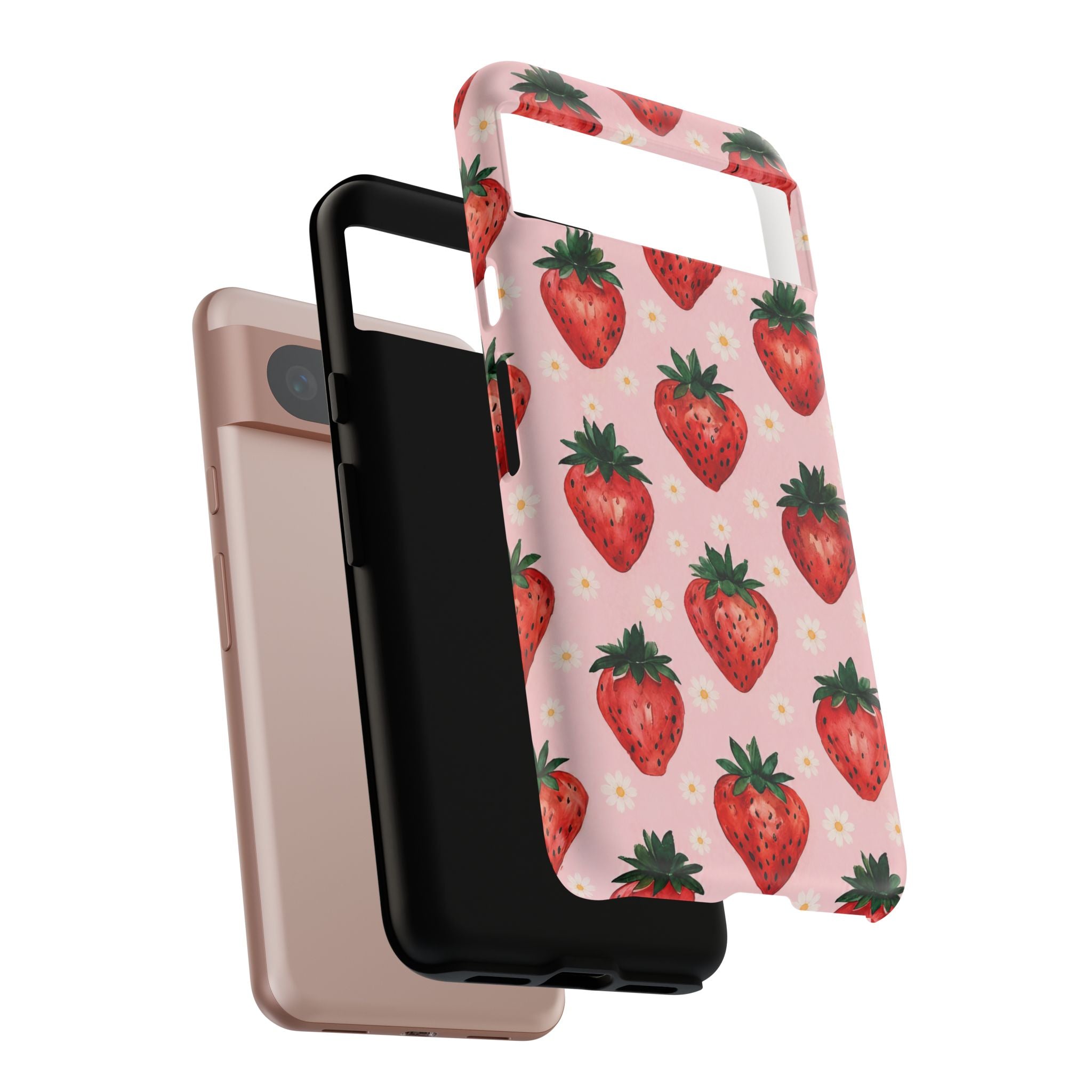 Strawberry Pattern Tough Case — Cute Pink Fruit Phone Case