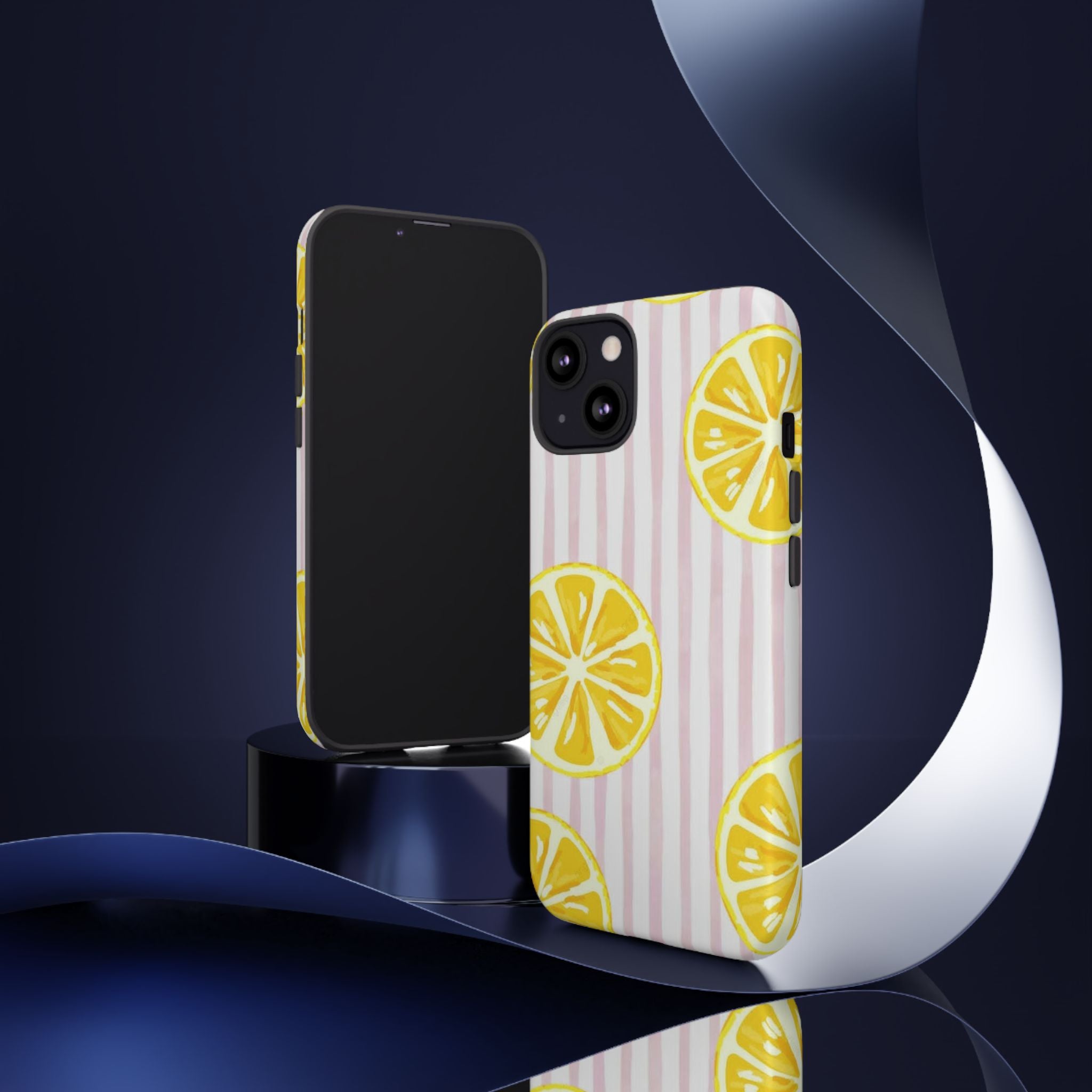 Lemon Slices Tough Case — Cute Pink Stripe Phone Cover