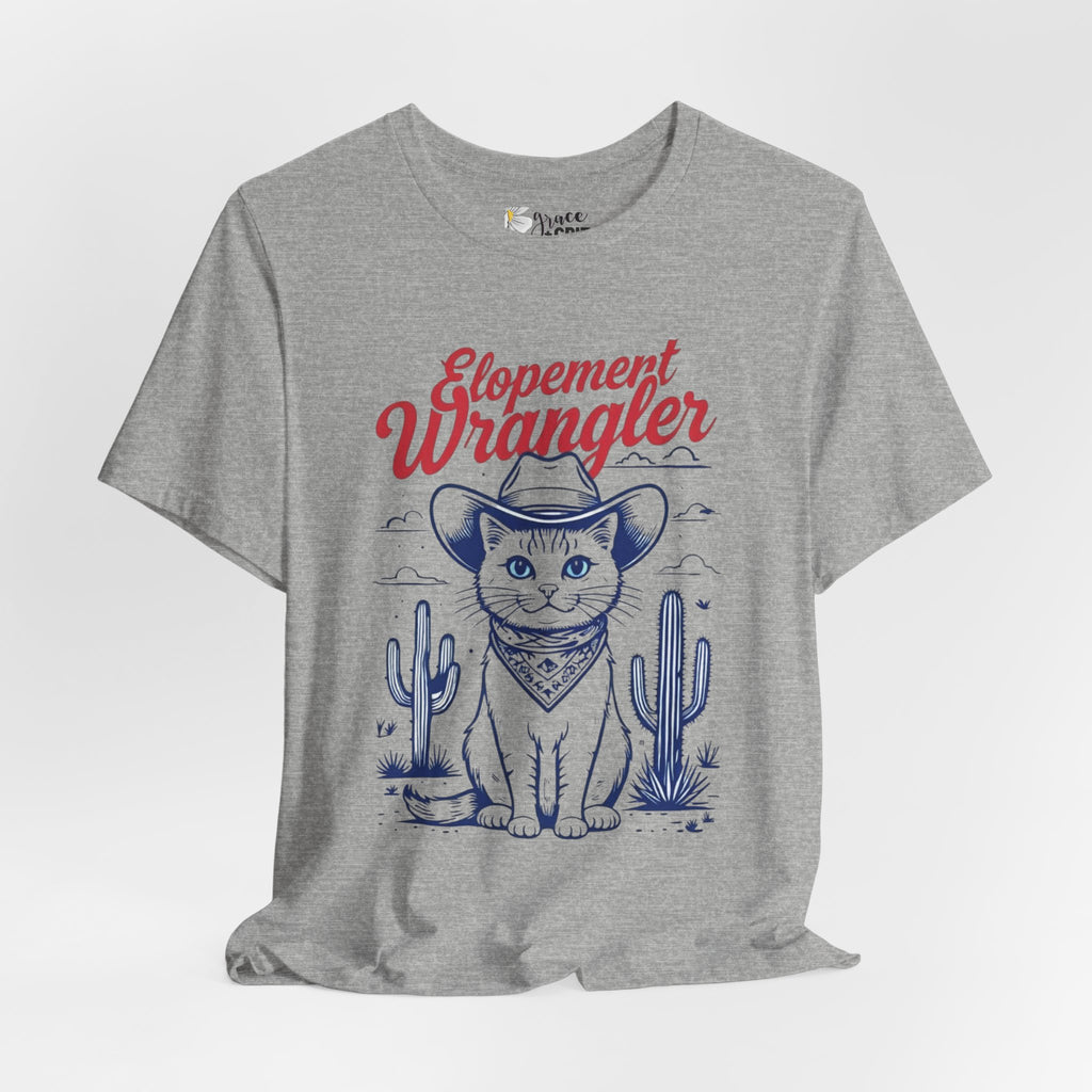 Elopement Wrangler Cat Tee | Cowboy Hat Cactus Desert Cat Illustration