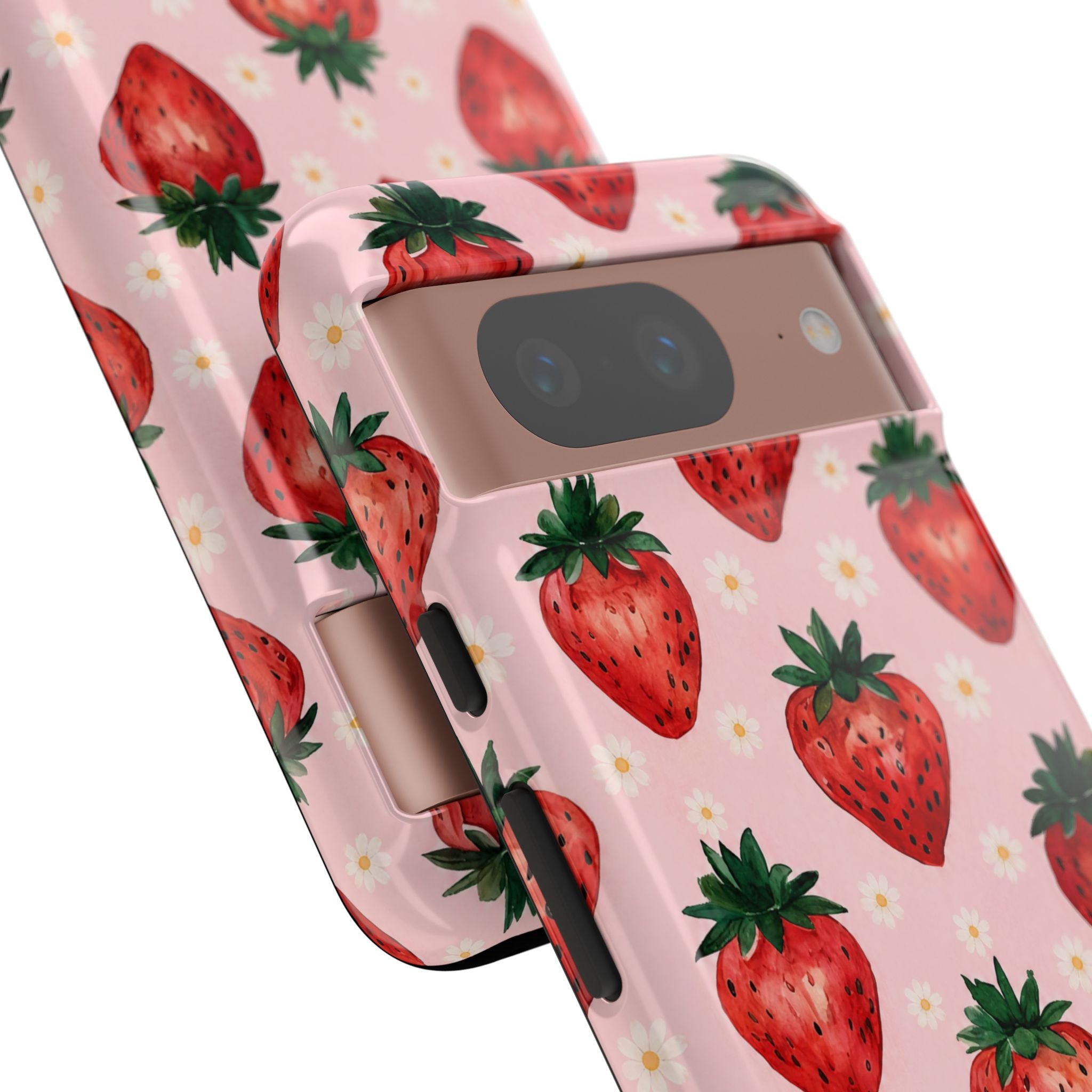 Strawberry Pattern Tough Case — Cute Pink Fruit Phone Case