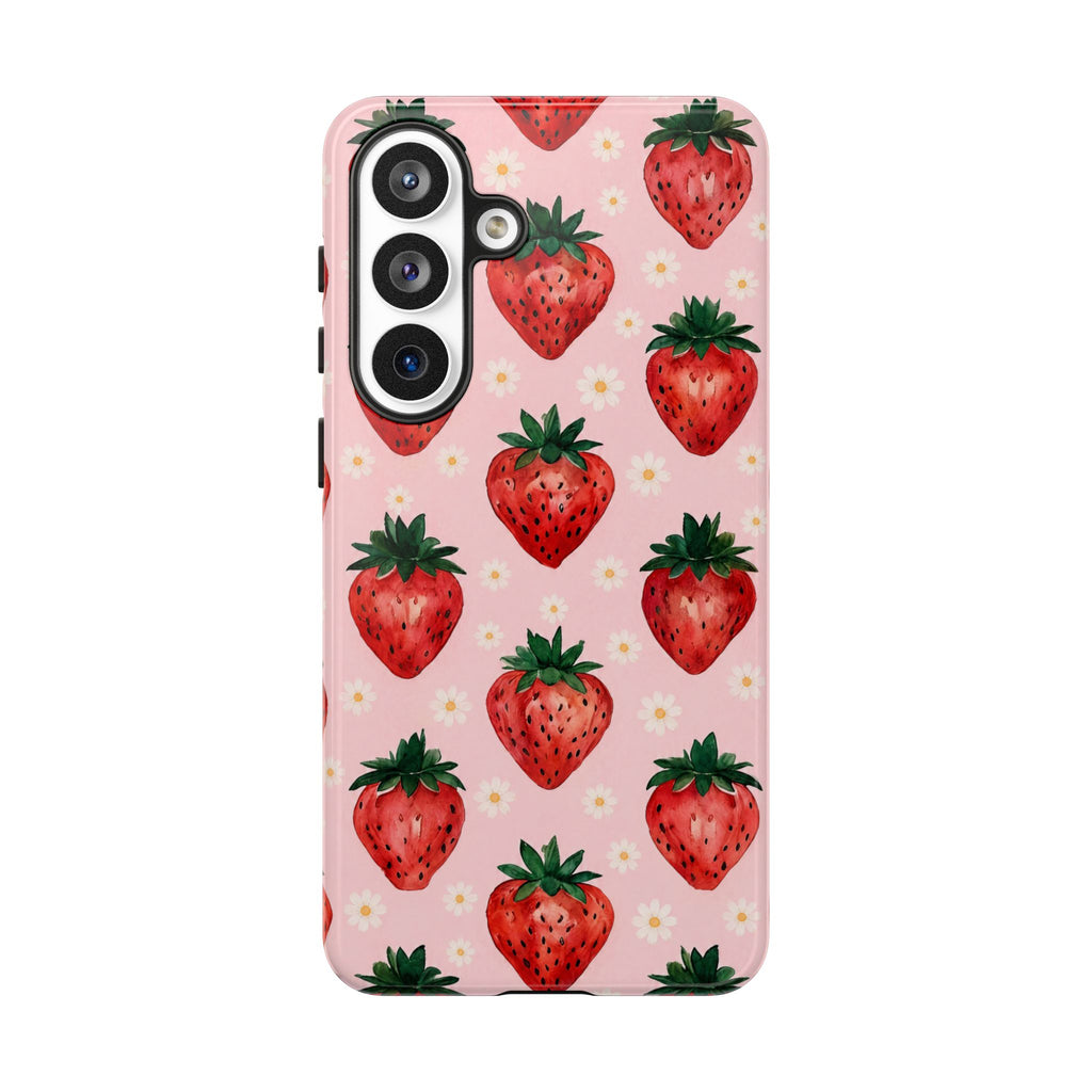 Strawberry Pattern Tough Case — Cute Pink Fruit Phone Case