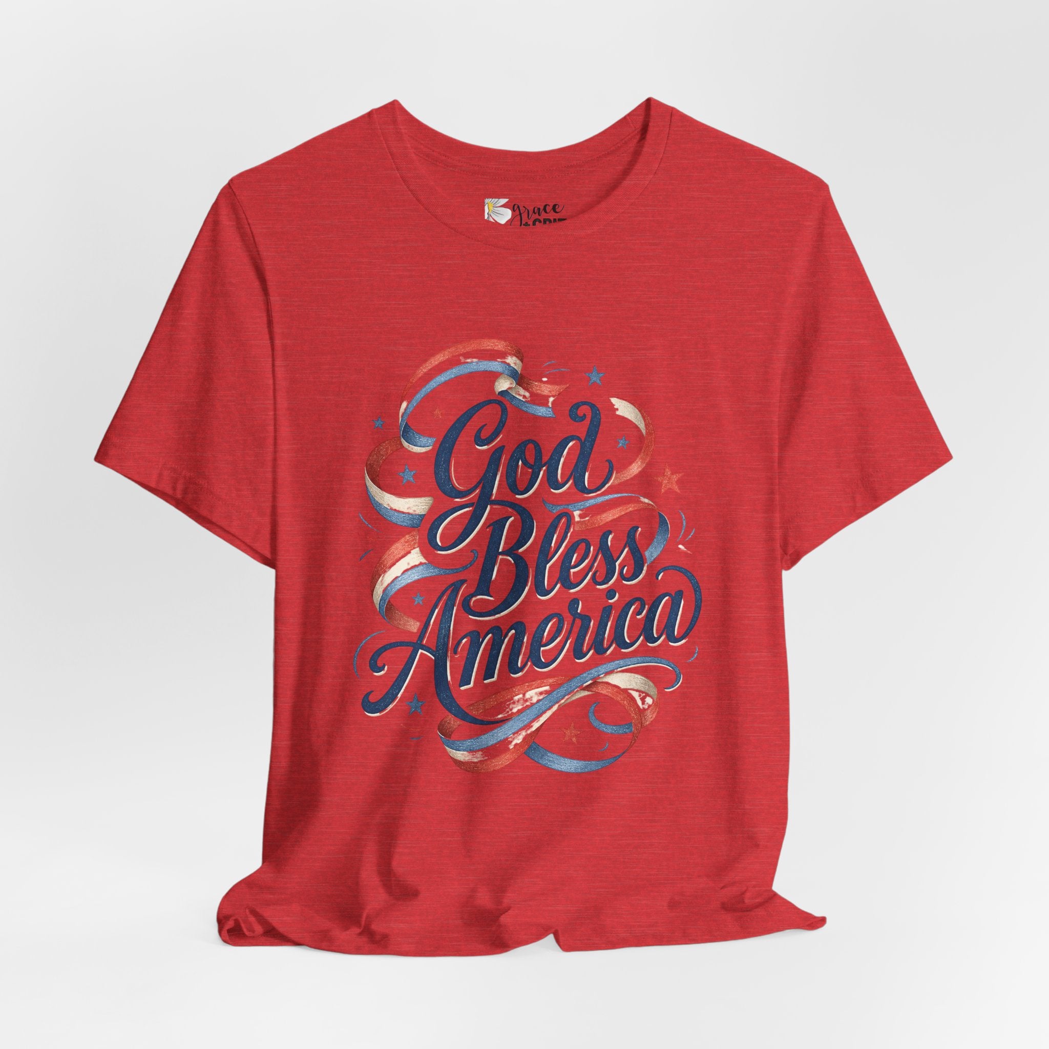 God Bless America T-Shirt — Patriotic Vintage Script Tee for 4th of July