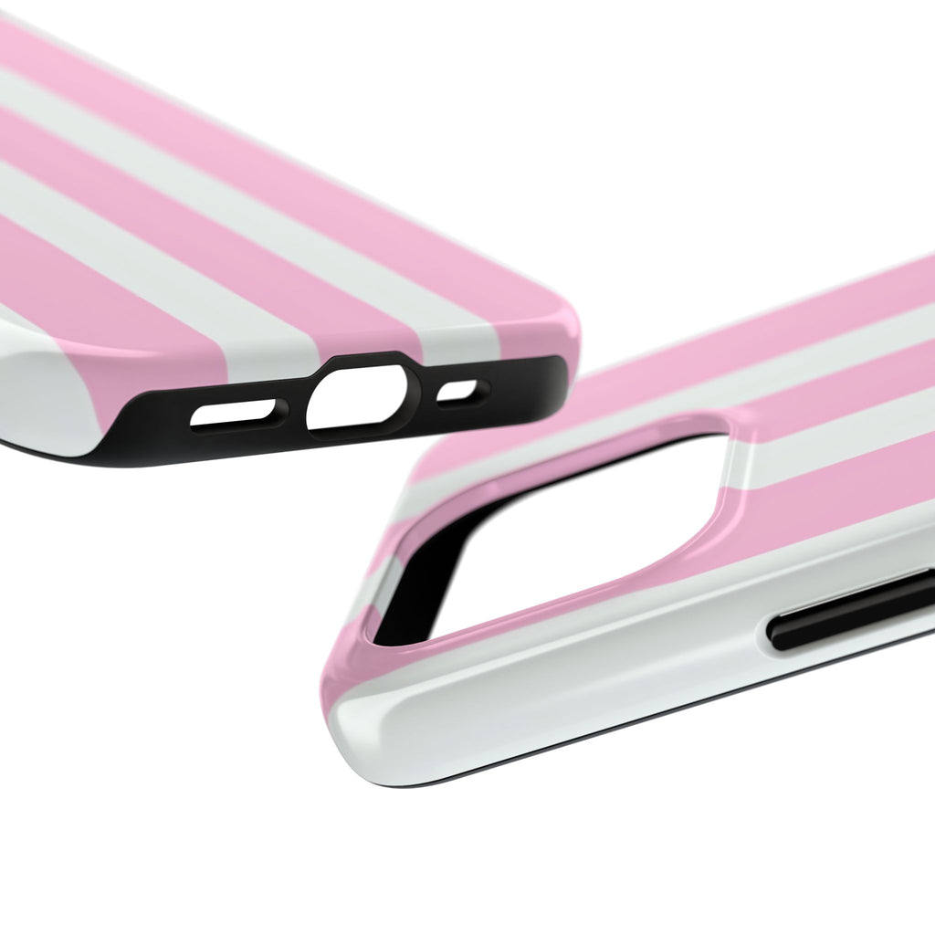 Pink & White Stripe Tough Phone Case — Protective Stripe iPhone Cover