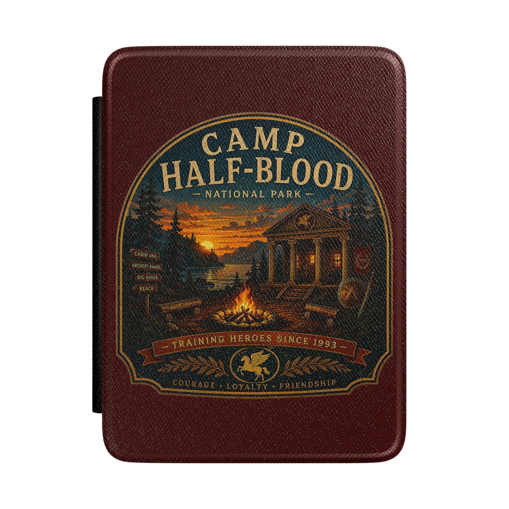 Camp Half-Blood Kindle Case — Vintage Campfire Leather eReader Cover