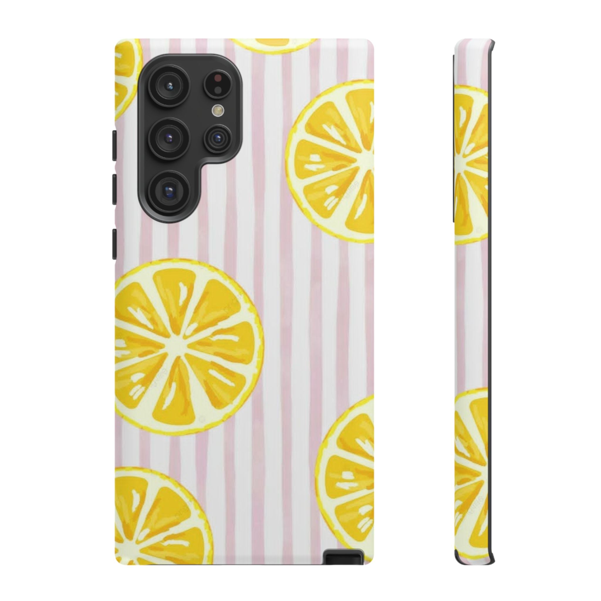 Lemon Slices Tough Case — Cute Pink Stripe Phone Cover