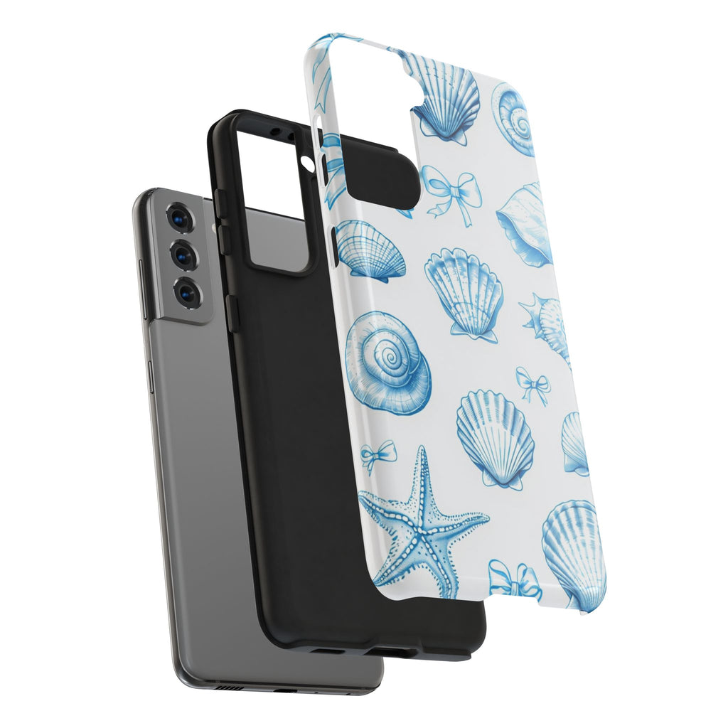 Seashell Blue Tough Phone Case – Coastal Shell Pattern Protective Cover