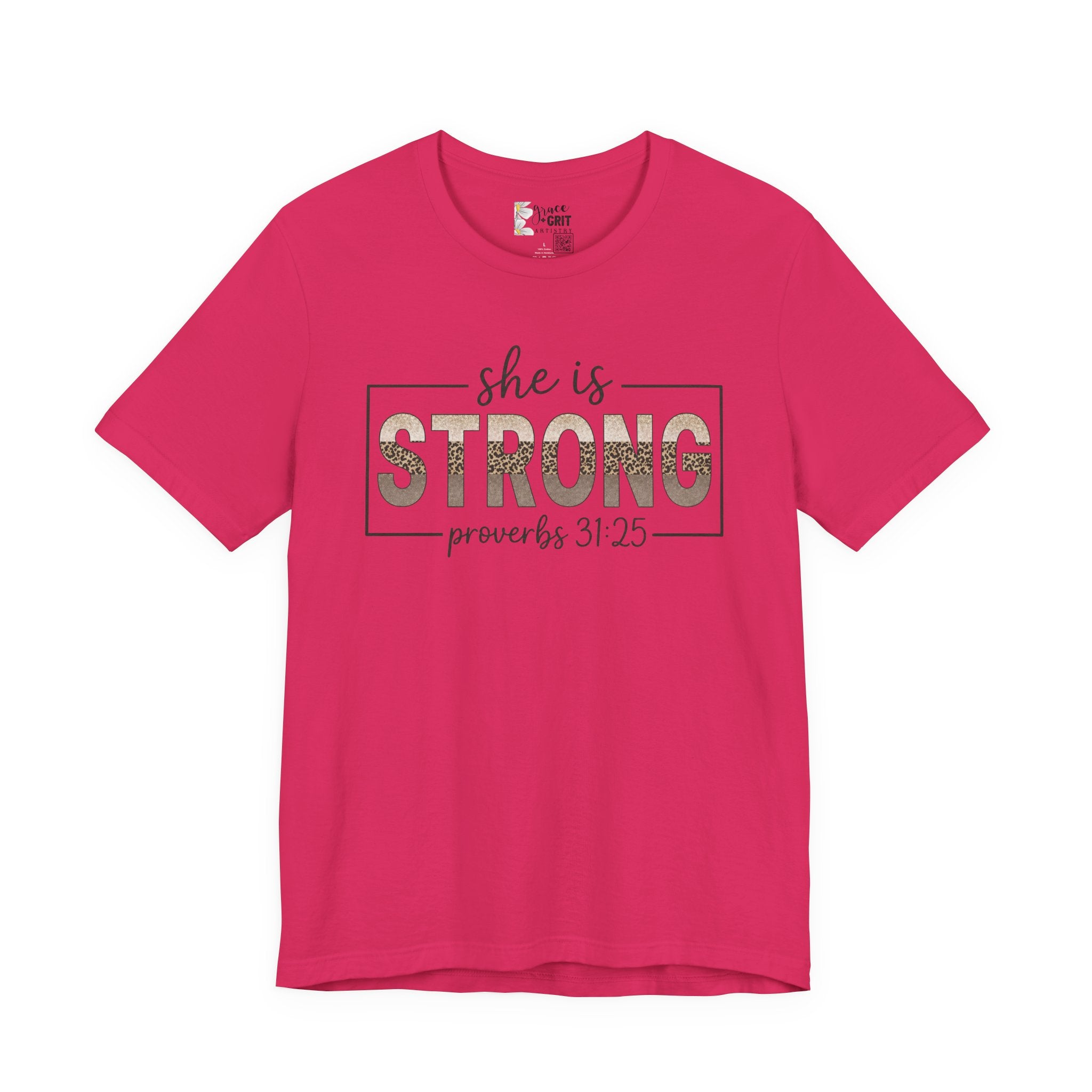 She Is Strong Floral Tee — Inspirational Women's Strength T-Shirt