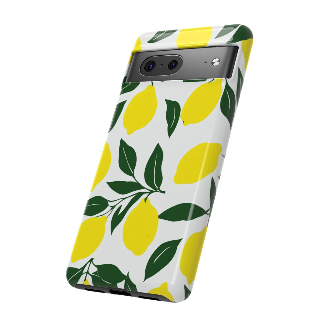 Lemon Pattern Tough Phone Case — Bright Citrus Protective Cover
