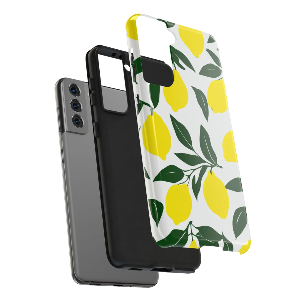 Lemon Pattern Tough Phone Case — Bright Citrus Protective Phone Cover