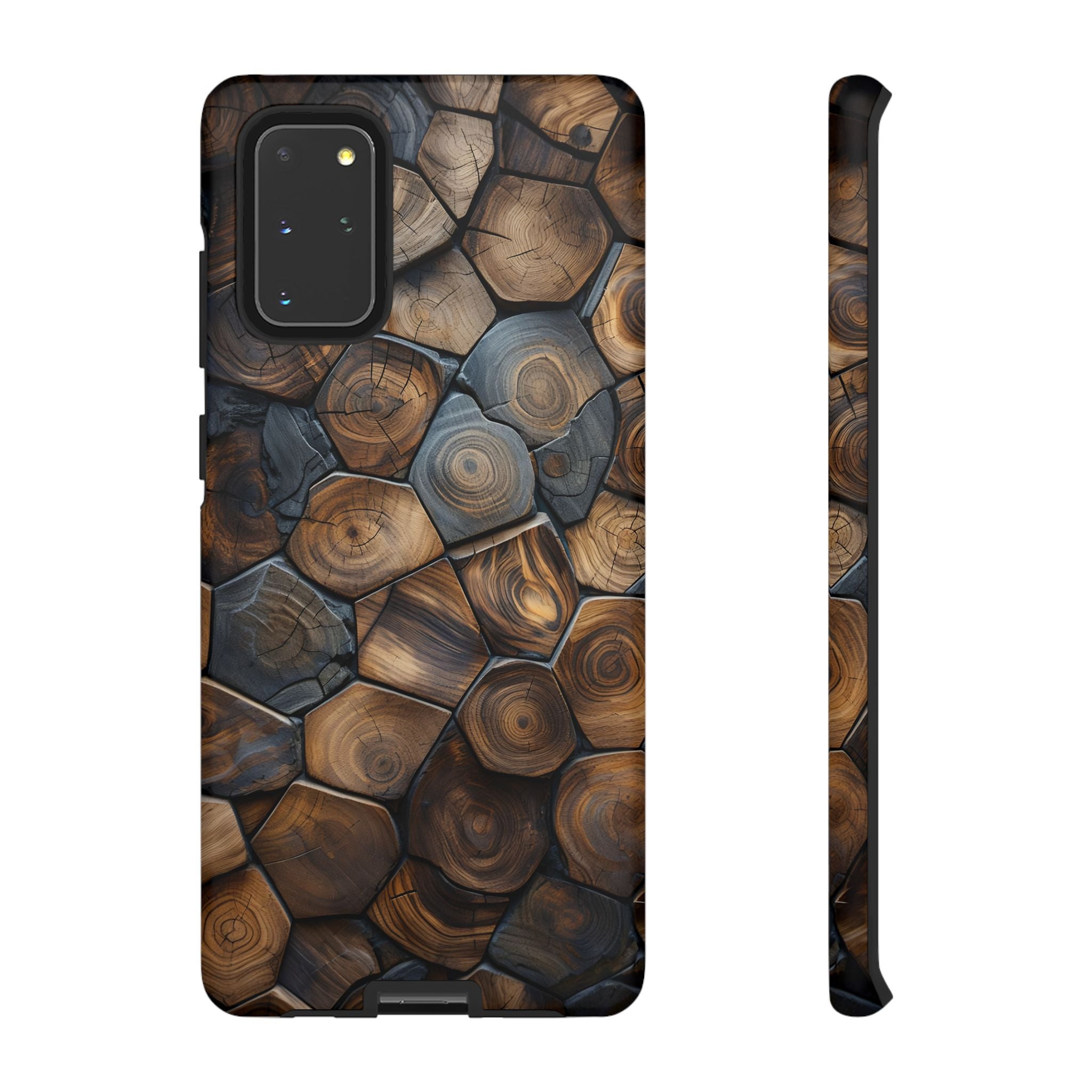 Wood Grain Hex Phone Case — Rustic Geometric iPhone Protection