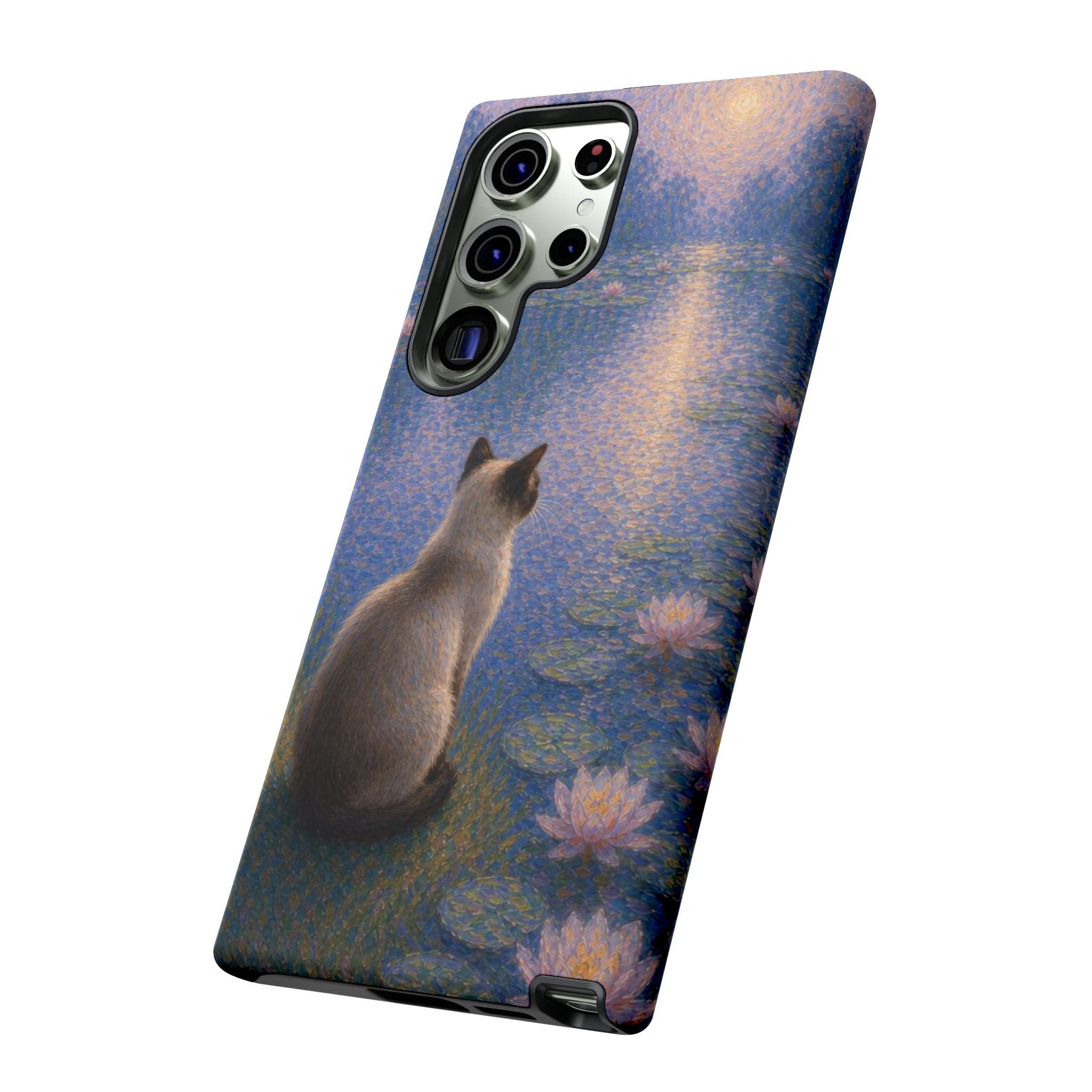 Cat Moonlight Phone Case — Serene Siamese by Lily Pond