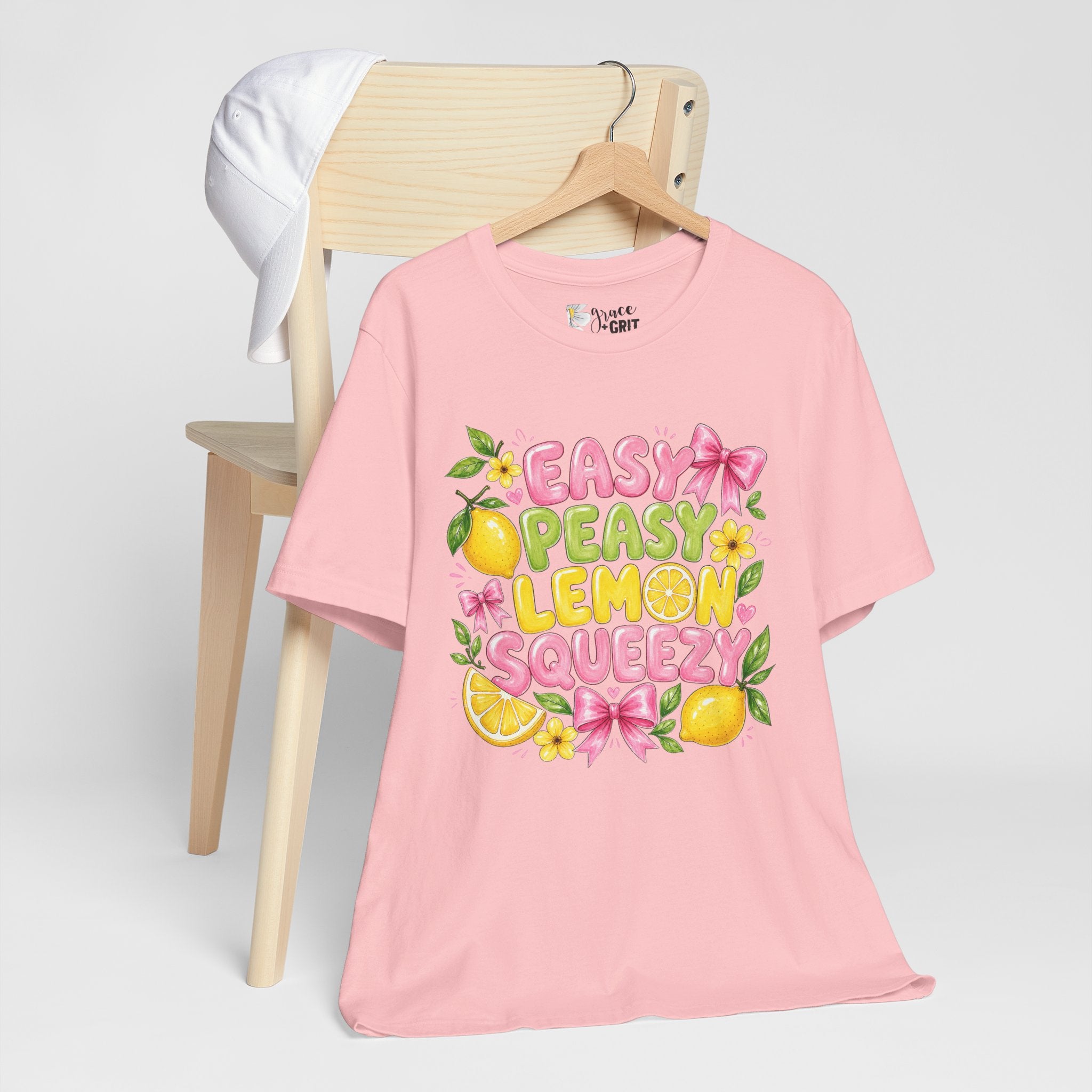 Easy Peasy Lemon Squeezy T-Shirt — Cute Citrus Floral Graphic Tee