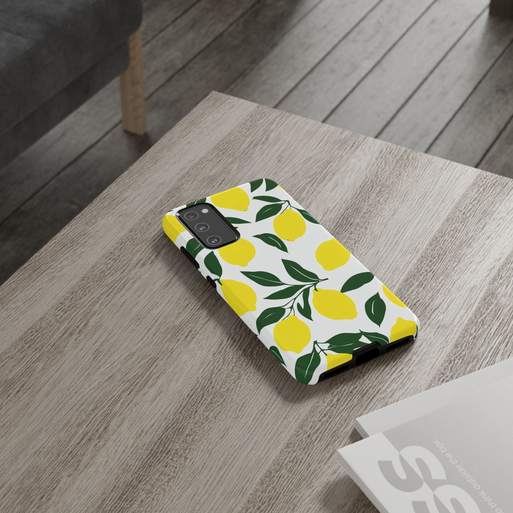 Lemon Pattern Tough Phone Case — Bright Citrus Protective Cover