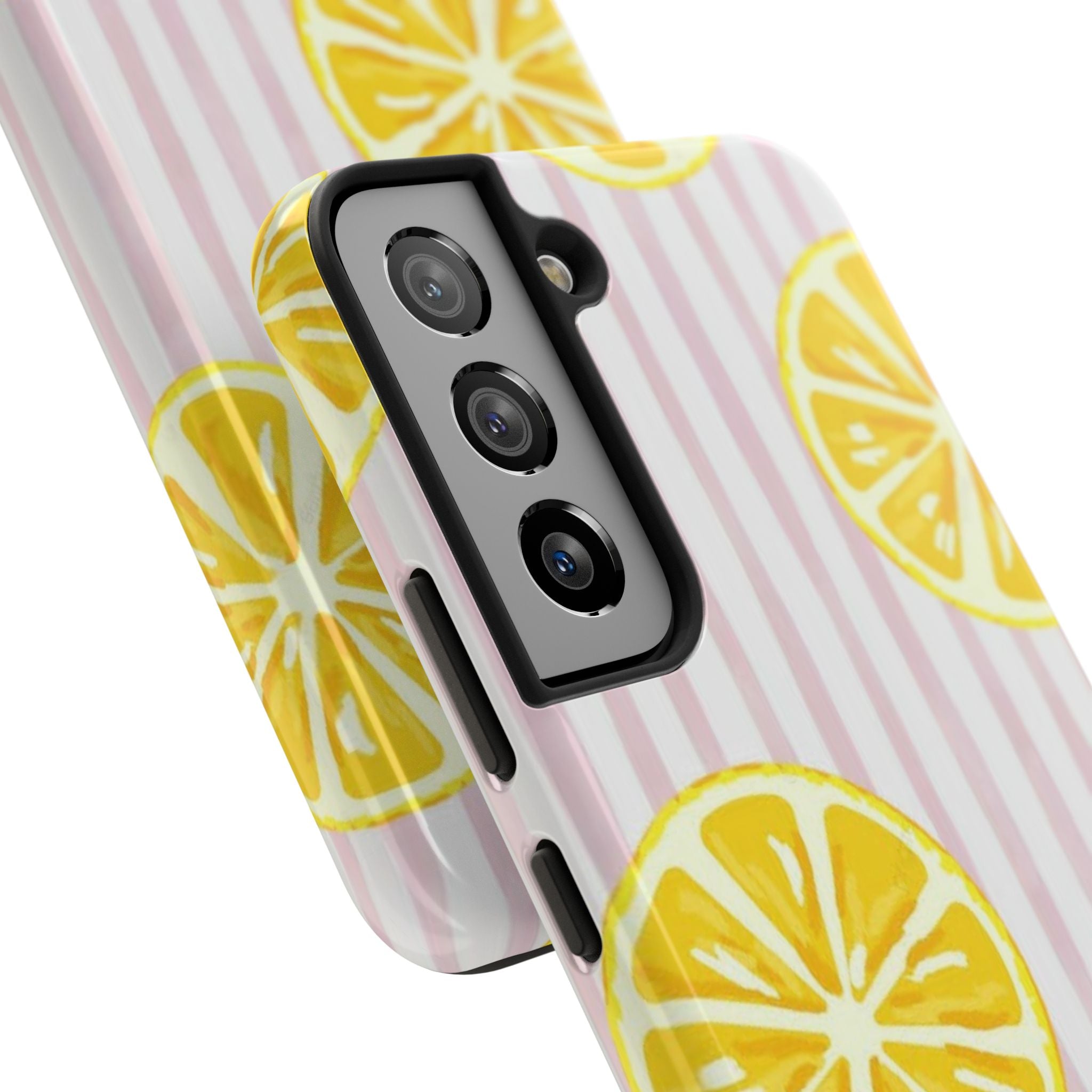 Lemon Slice Tough Phone Case — Pink Stripe Summer Protective Cover