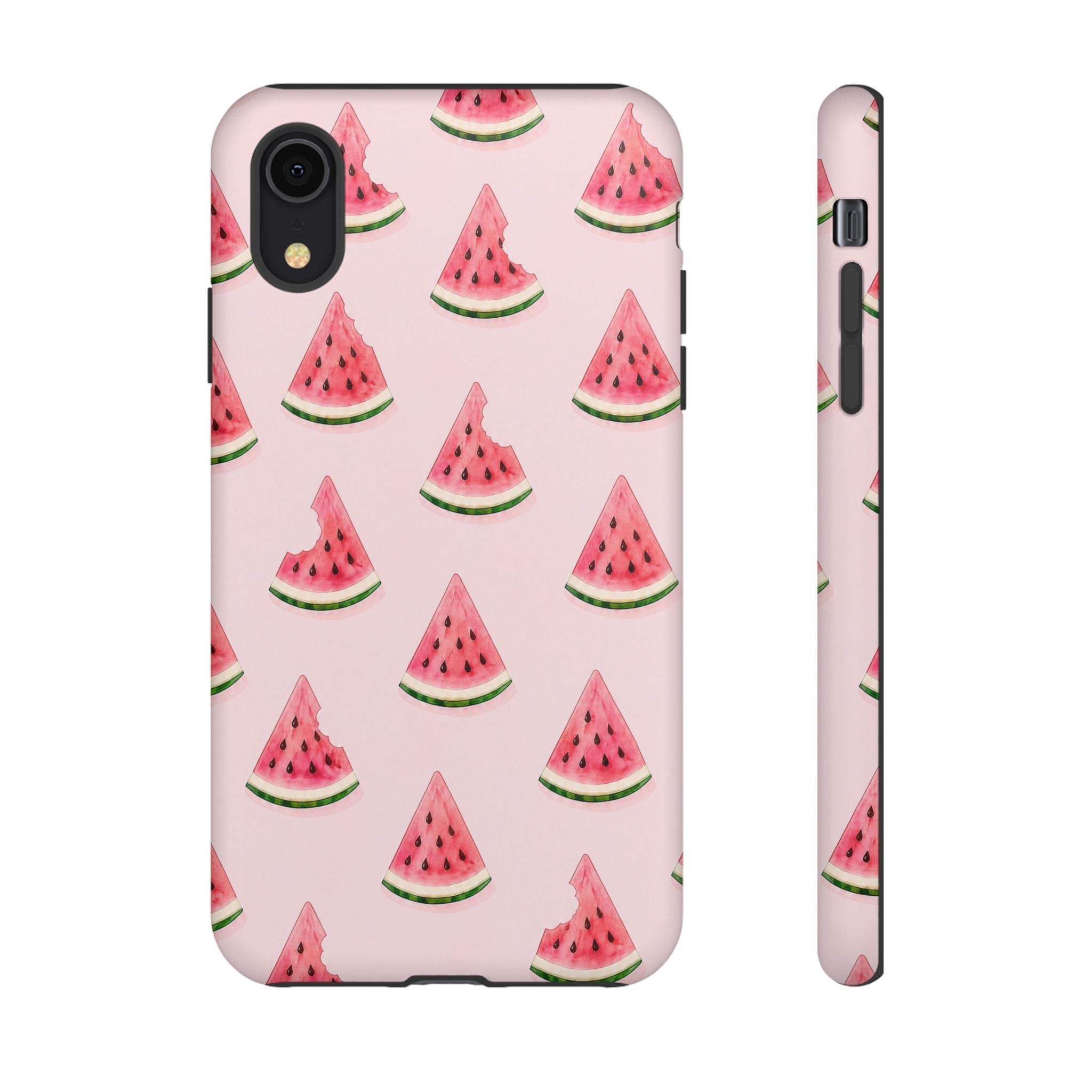Watermelon Pattern Tough Phone Case — Pink Fruit Slice Protective Case