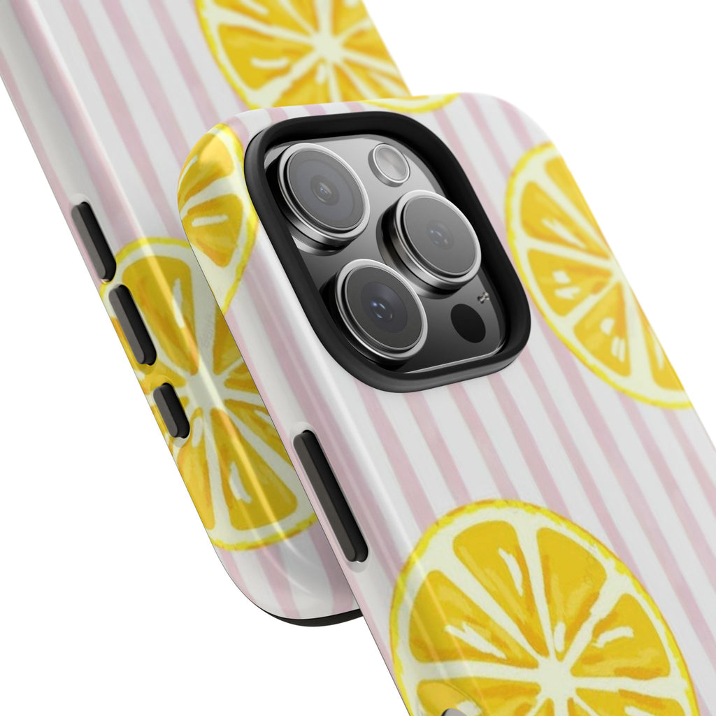 Lemon Slice Tough Phone Case — Pink Stripe Summer Protective Cover