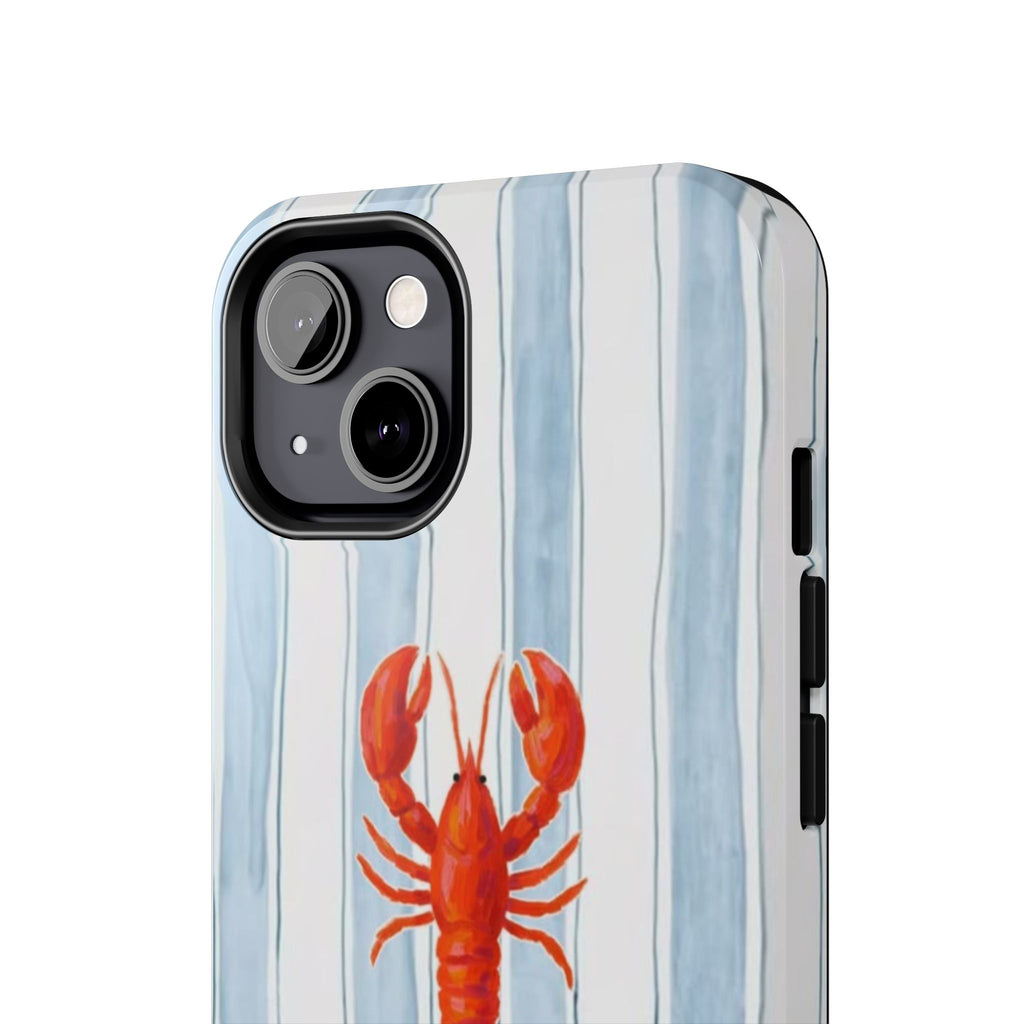 Lobster Stripe Tough Phone Case — Coastal Nautical Protective Cover
