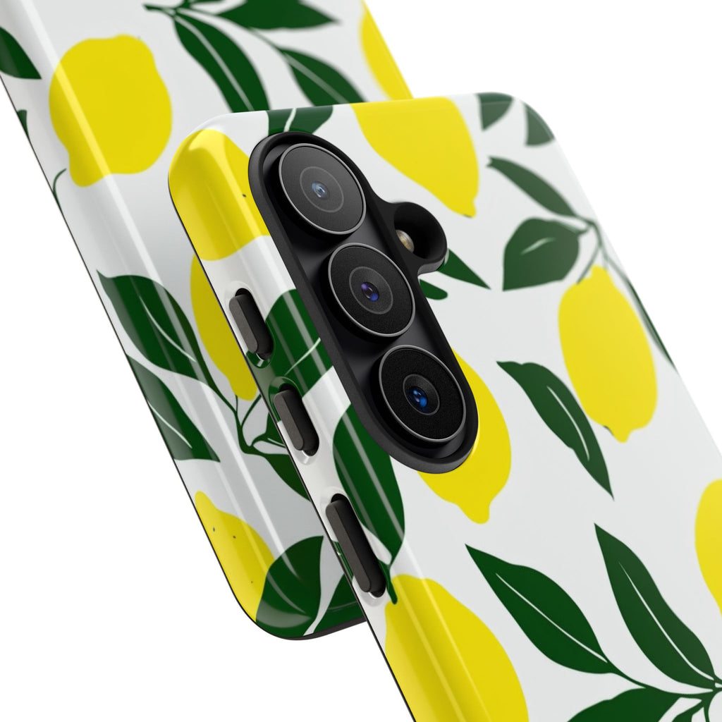 Lemon Pattern Tough Phone Case — Bright Citrus Protective Cover