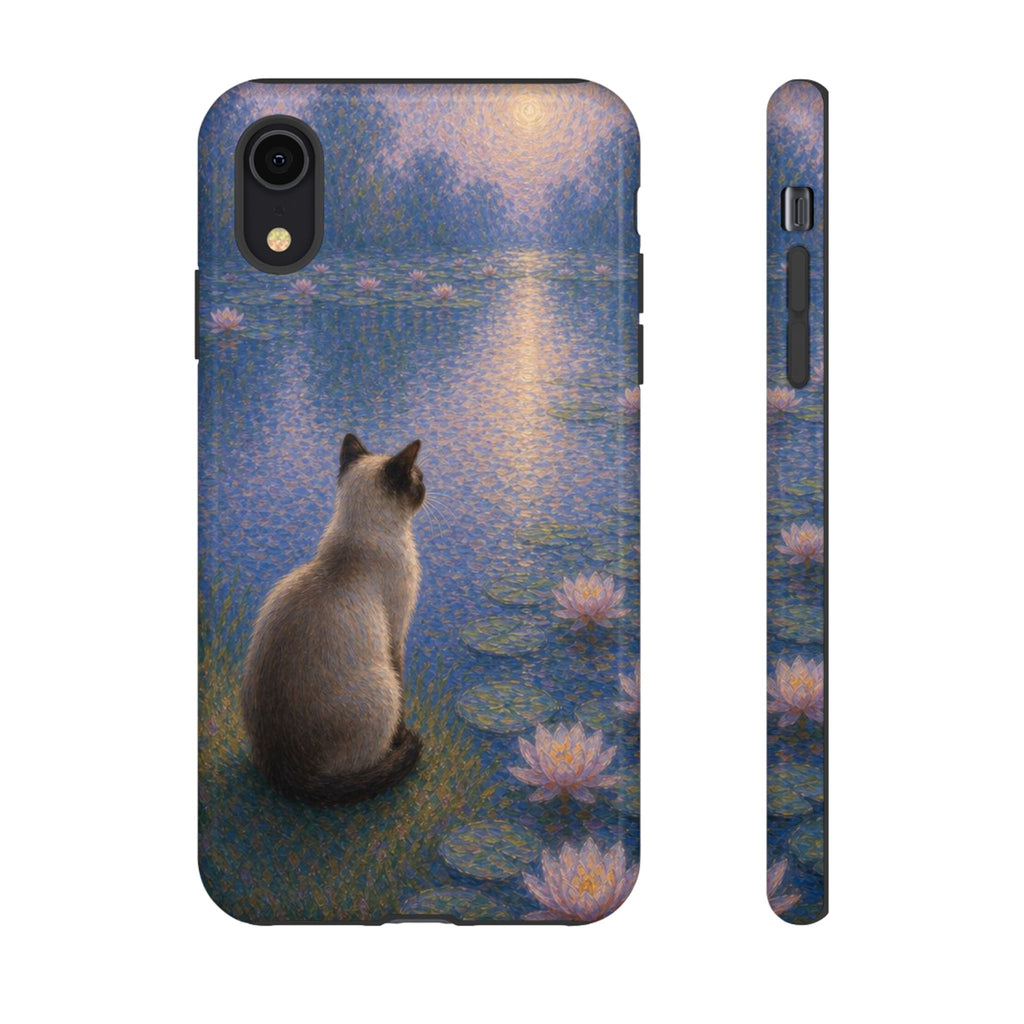 Cat Moonlight Phone Case — Serene Siamese by Lily Pond