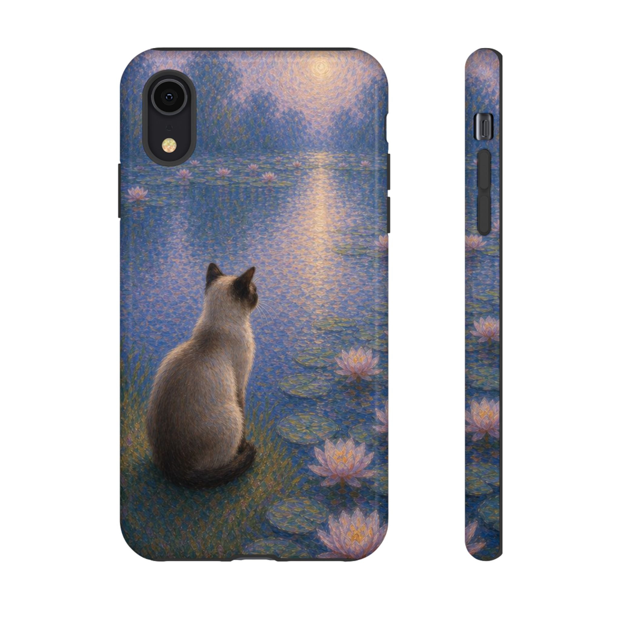 Cat Moonlight Phone Case — Serene Siamese by Lily Pond