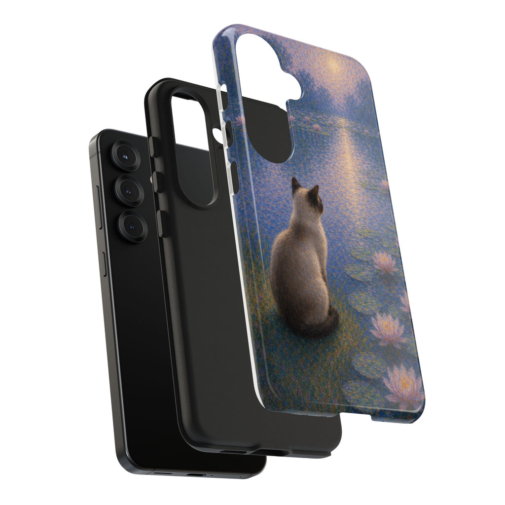 Siamese Cat by Moonlight Tough Phone Case – Waterlily Dream Protective Cover