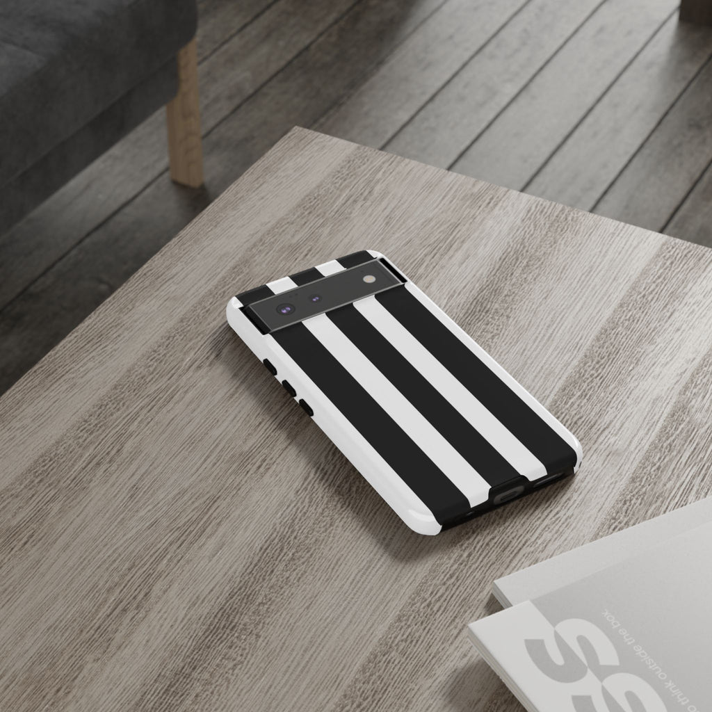 Black & White Vertical Stripe Phone Case — Tough Protective iPhone Cover