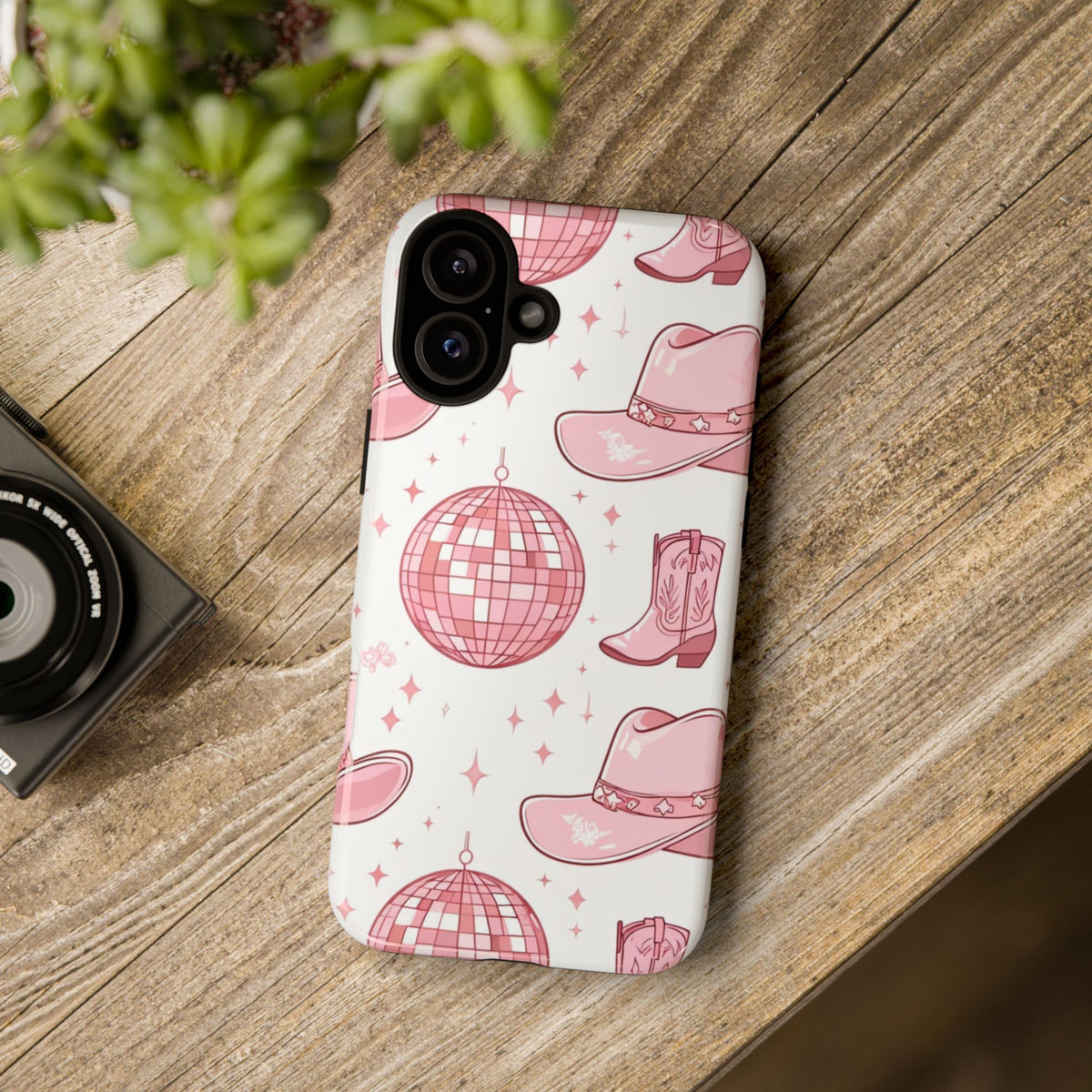 Pink Cowboy Boots & Disco Balls Tough Phone Case