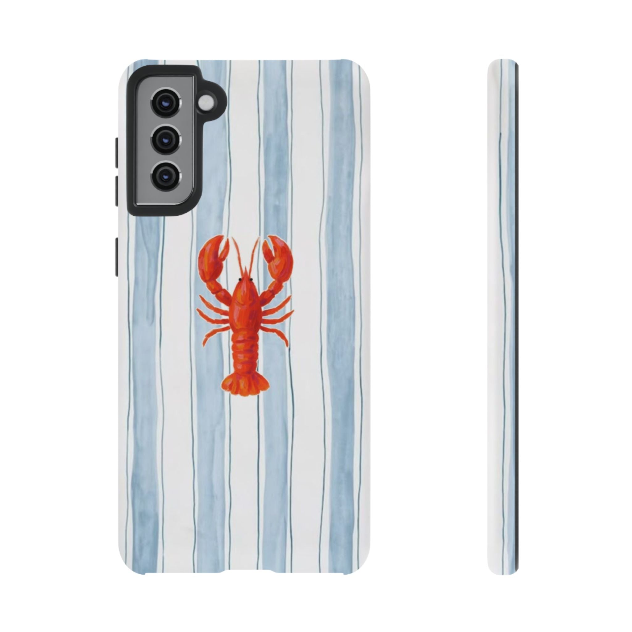 Lobster Stripe Phone Case — Nautical Blue & White Protective Cover