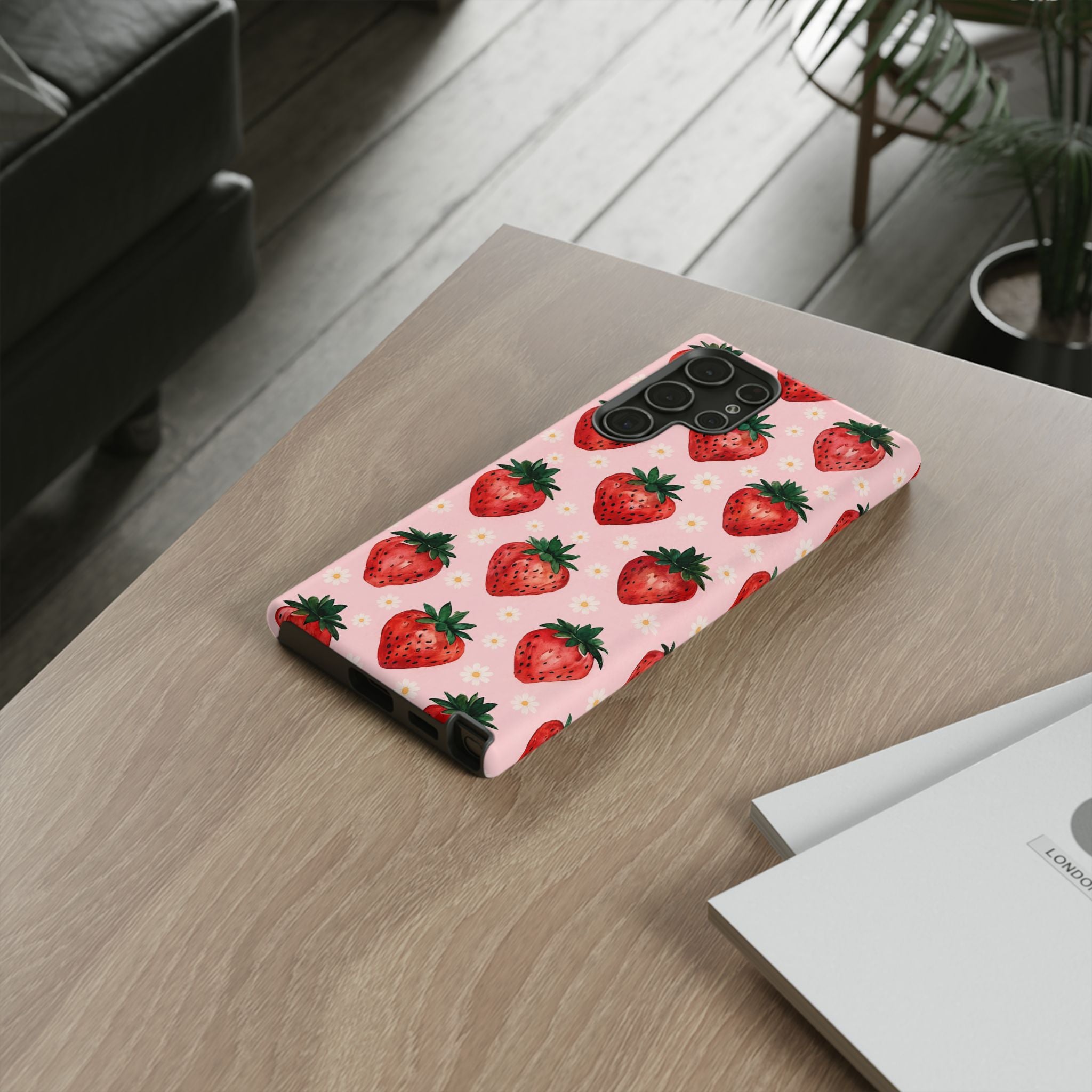 Strawberry Pattern Tough Case — Cute Pink Fruit Phone Case