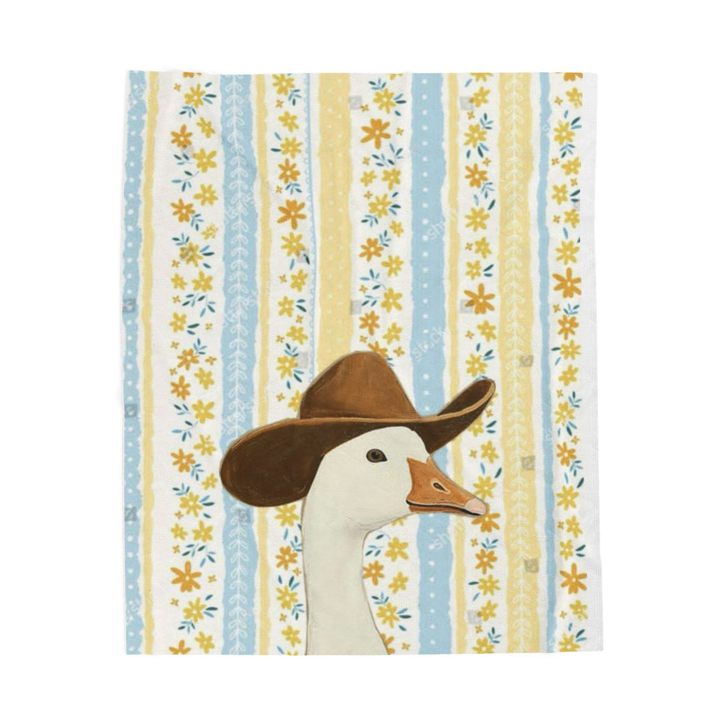 Cowboy Goose Velveteen Plush Blanket – Cute Farm Animal Throw for Nursery & Cozy Home Decor