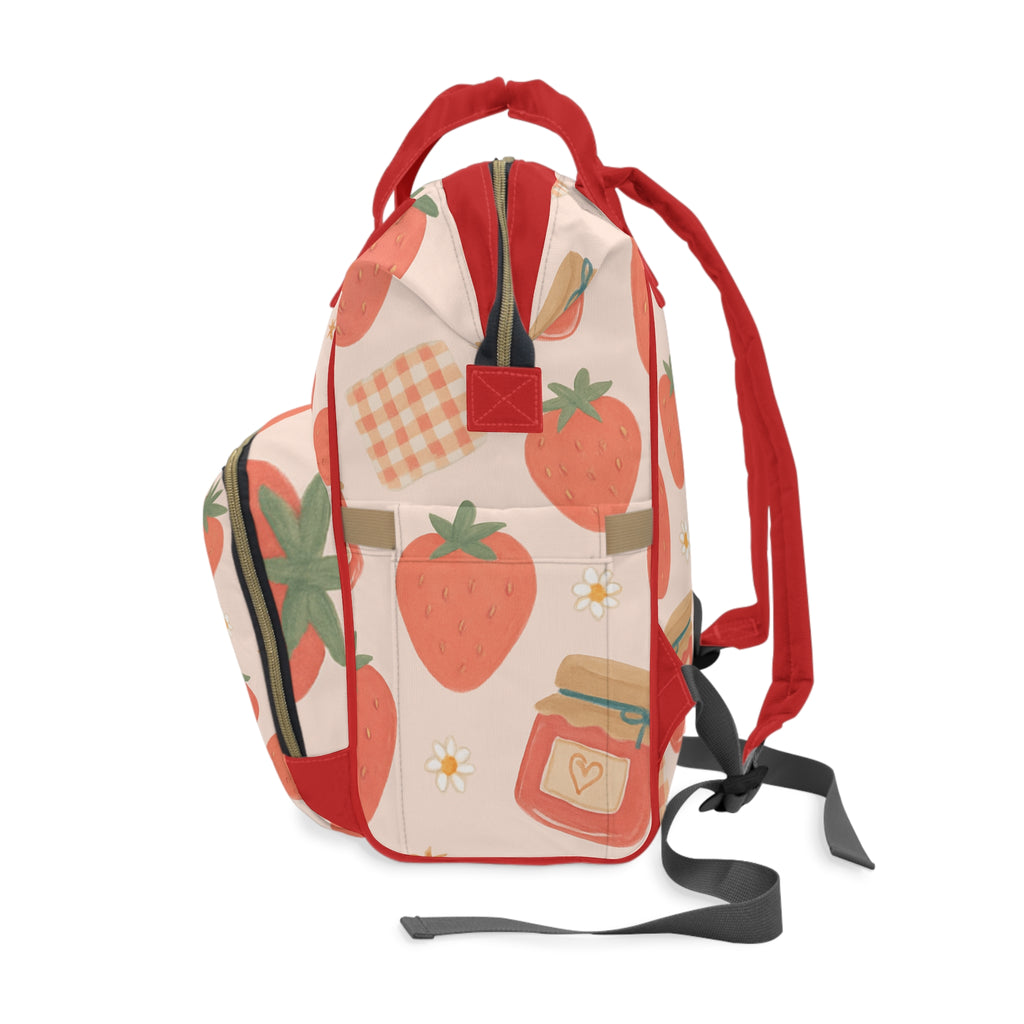 Strawberry Picnic Multifunctional Diaper Backpack