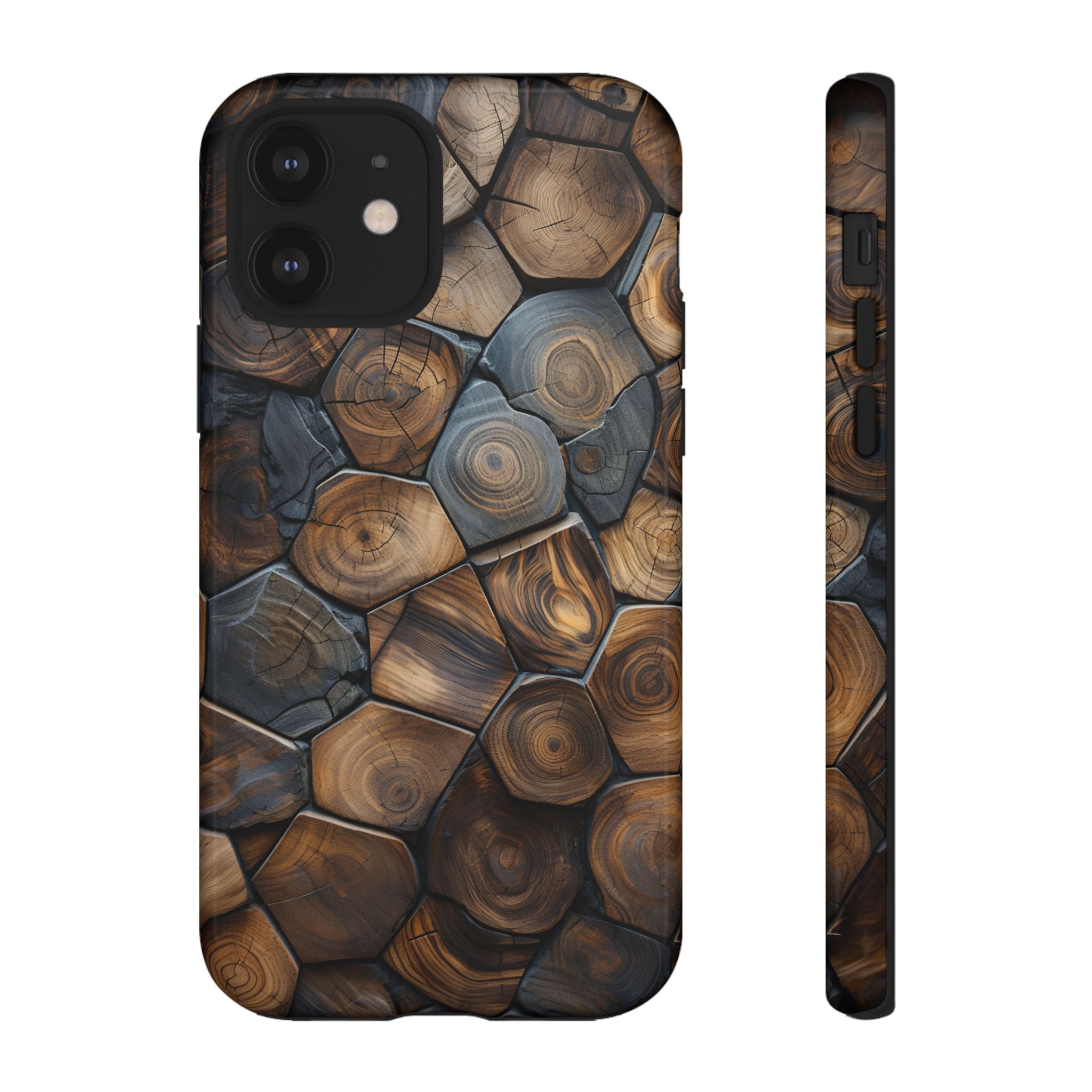 Wood Grain Hex Phone Case — Rustic Geometric iPhone Protection