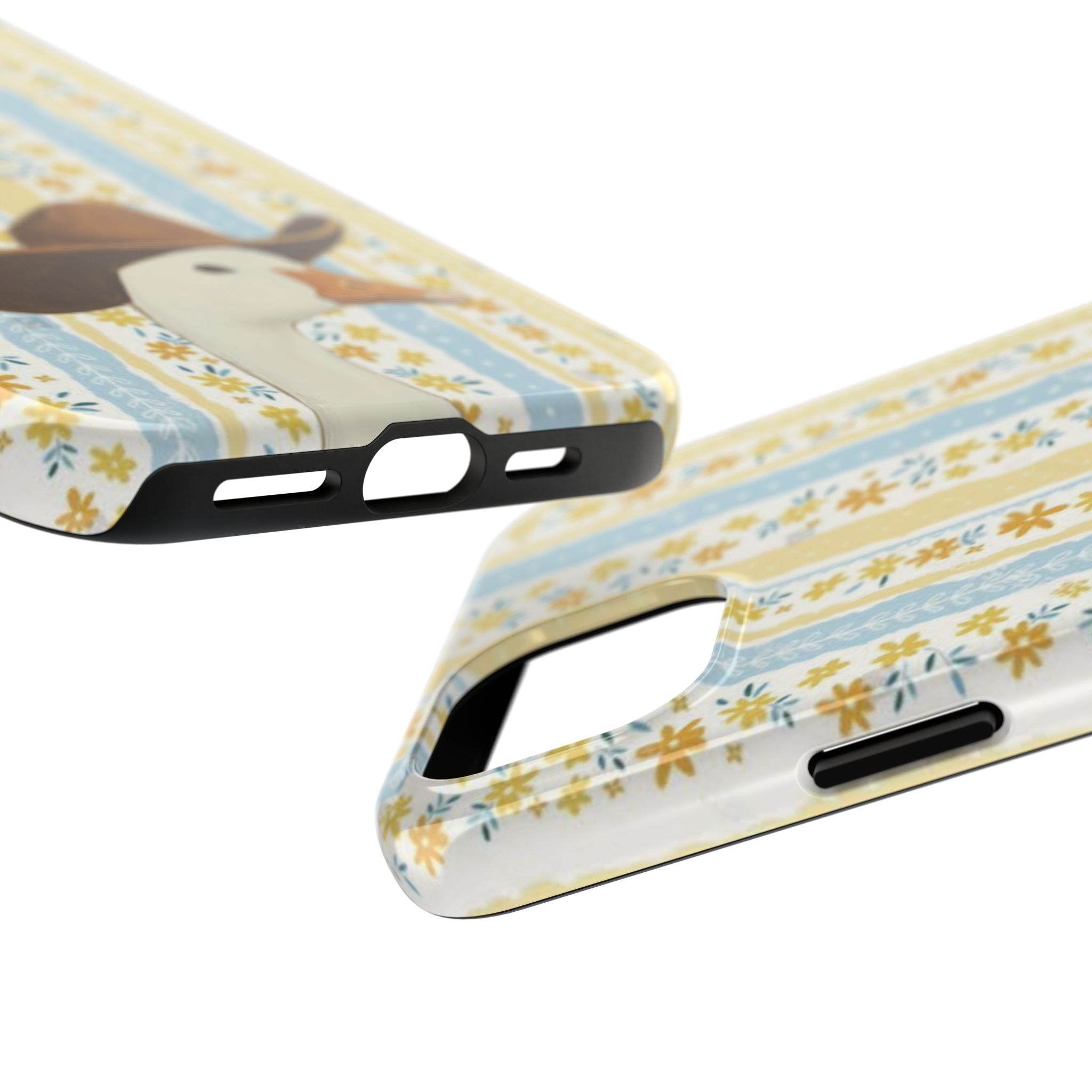 Cowboy Goose Tough Phone Case — Cute Farm Animal iPhone Case with Floral Stripes