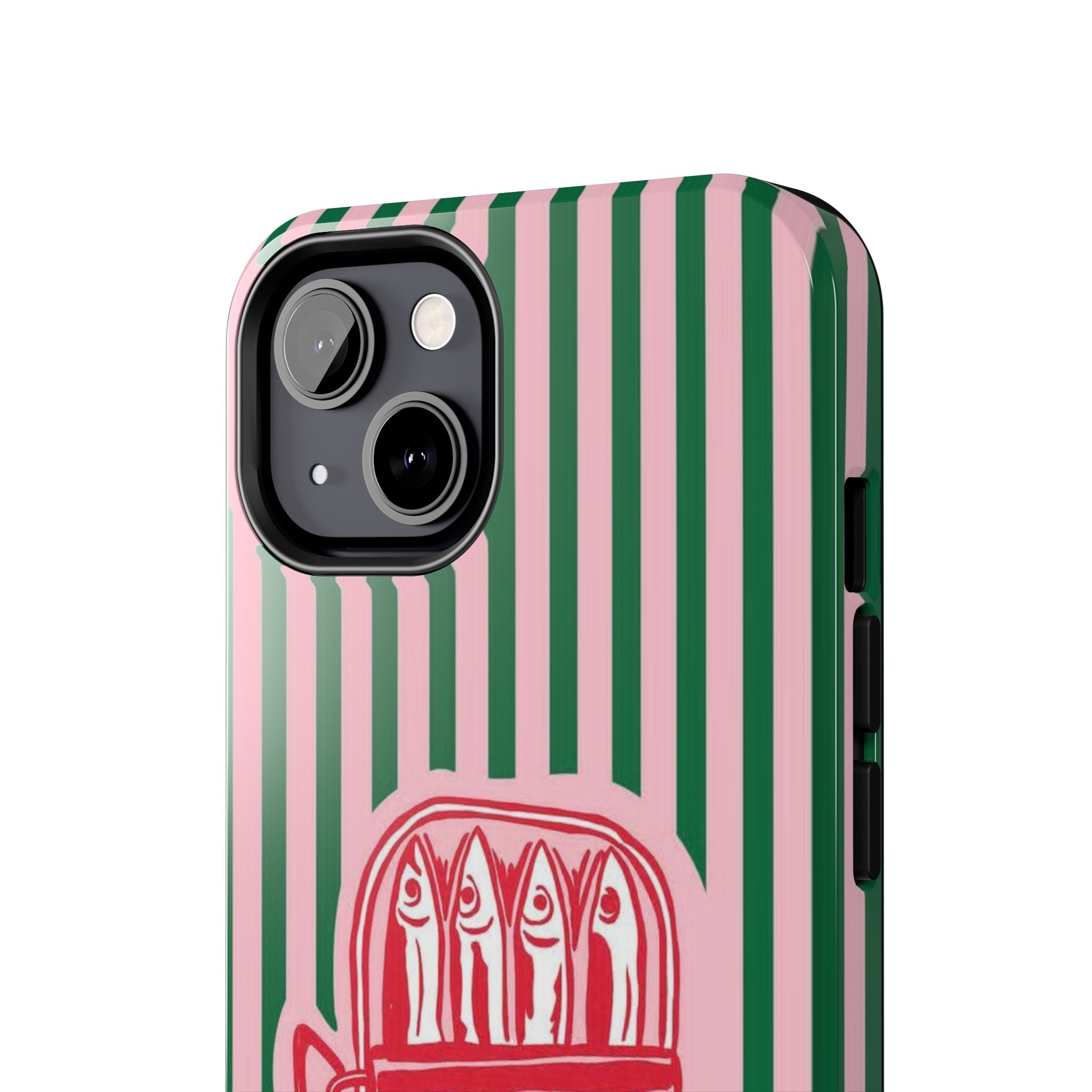 Sardine Stripes Tough Phone Case — Retro Pink & Green Protective Phone Cover