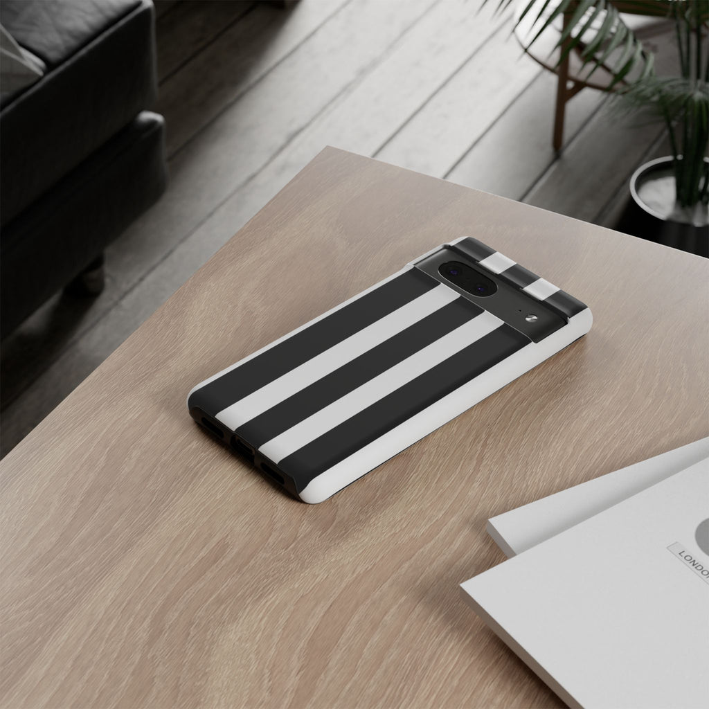 Black & White Vertical Stripe Phone Case — Tough Protective iPhone Cover
