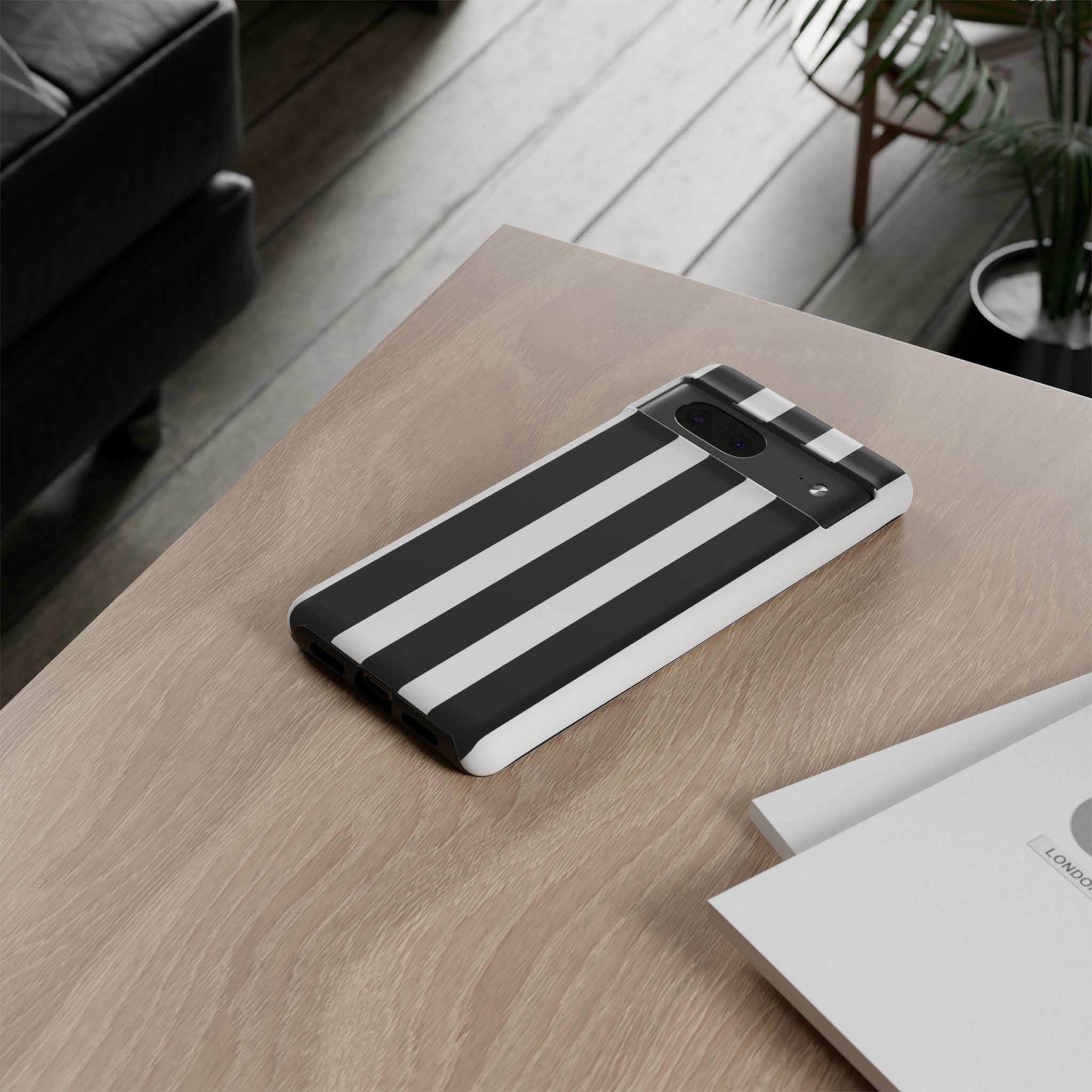 Black & White Vertical Stripe Phone Case — Tough Protective iPhone Cover