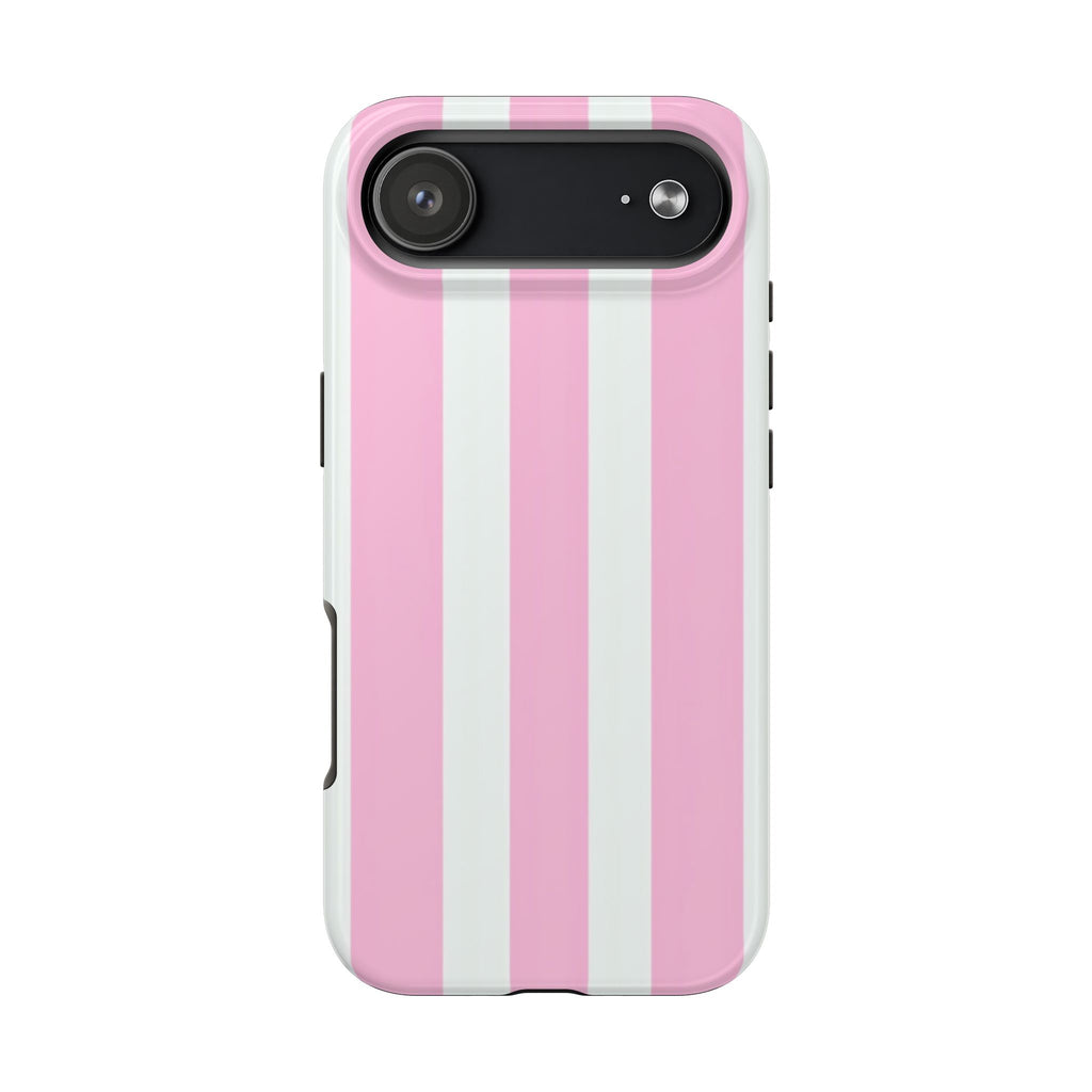 Pink & White Stripe Tough Phone Case — Protective Stripe iPhone Cover