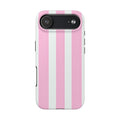 Pink & White Stripe Tough Phone Case — Protective Stripe iPhone Cover