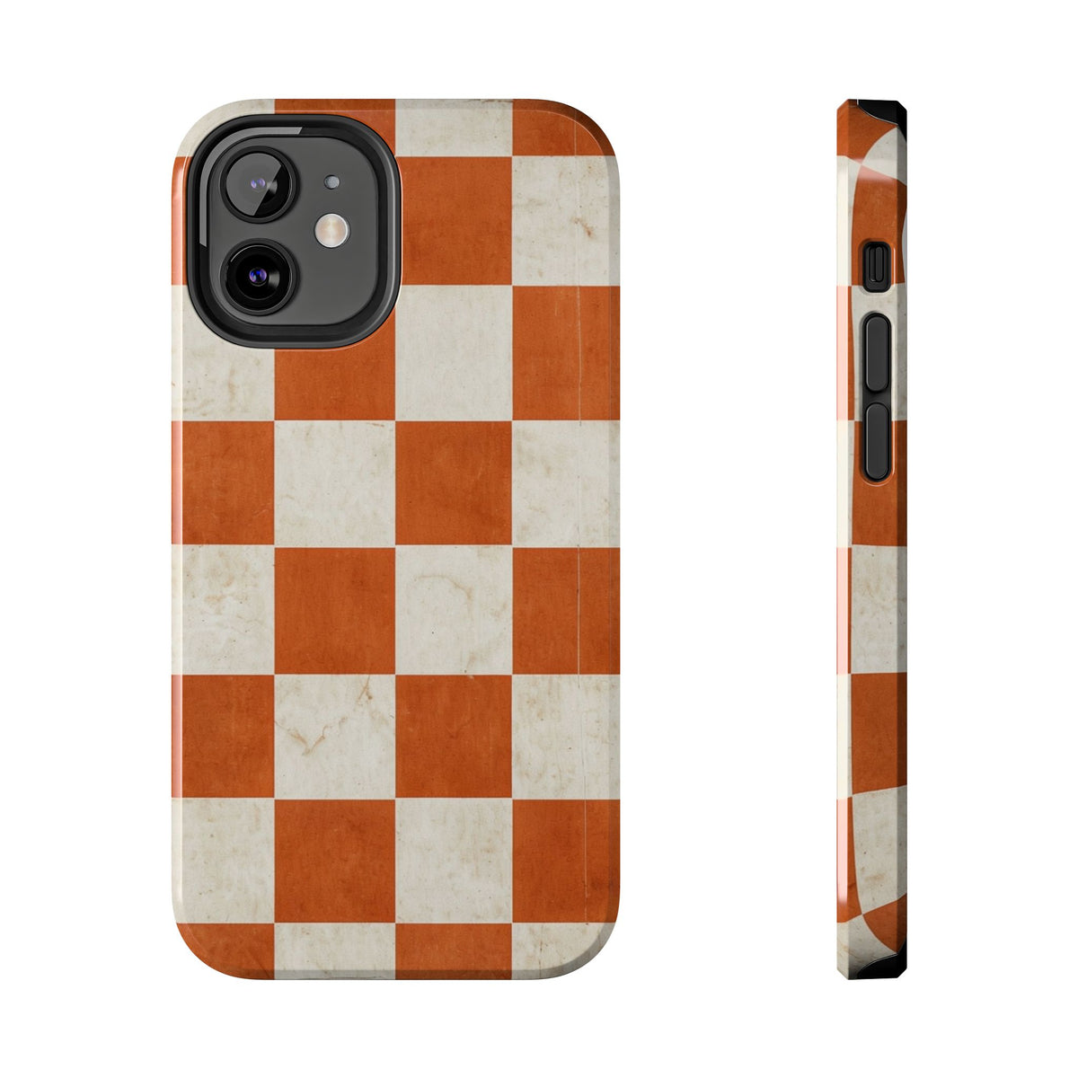 Orange and Cream Checkerboard Tough Phone Case