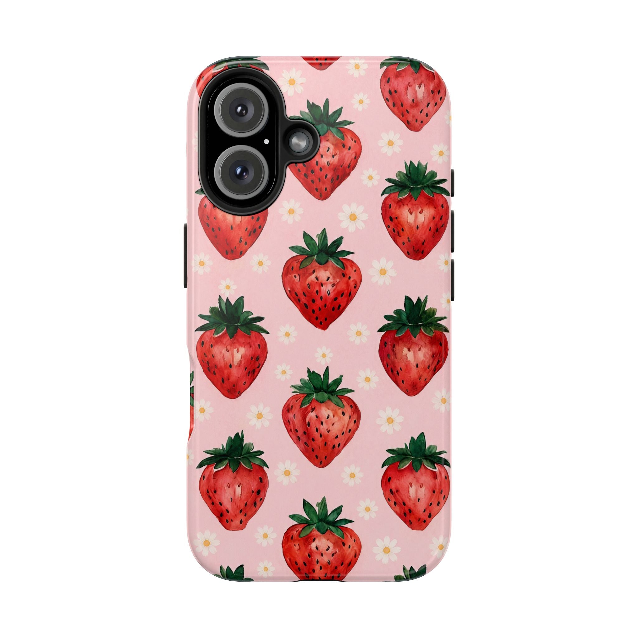 Strawberry Pattern Tough Phone Case — Cute Pink Fruit iPhone/Android Protection