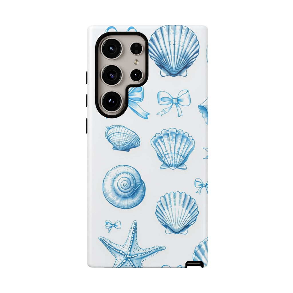 Seaside Shells Phone Case — Blue Nautical Shell & Starfish Pattern